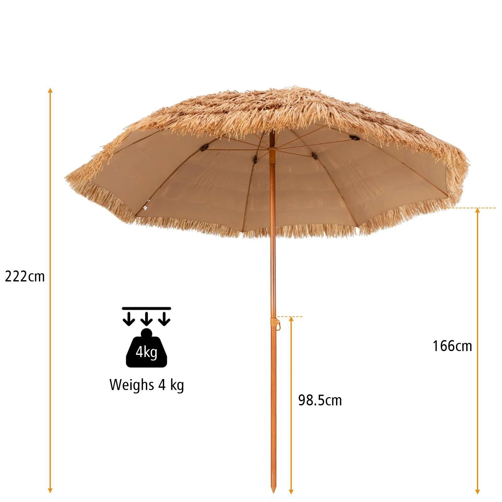 2 Costway 2.43m Patio Thatched Tiki Umbrella 8 Ribs Portable Hawaiian Hula Beach, 2 of 2