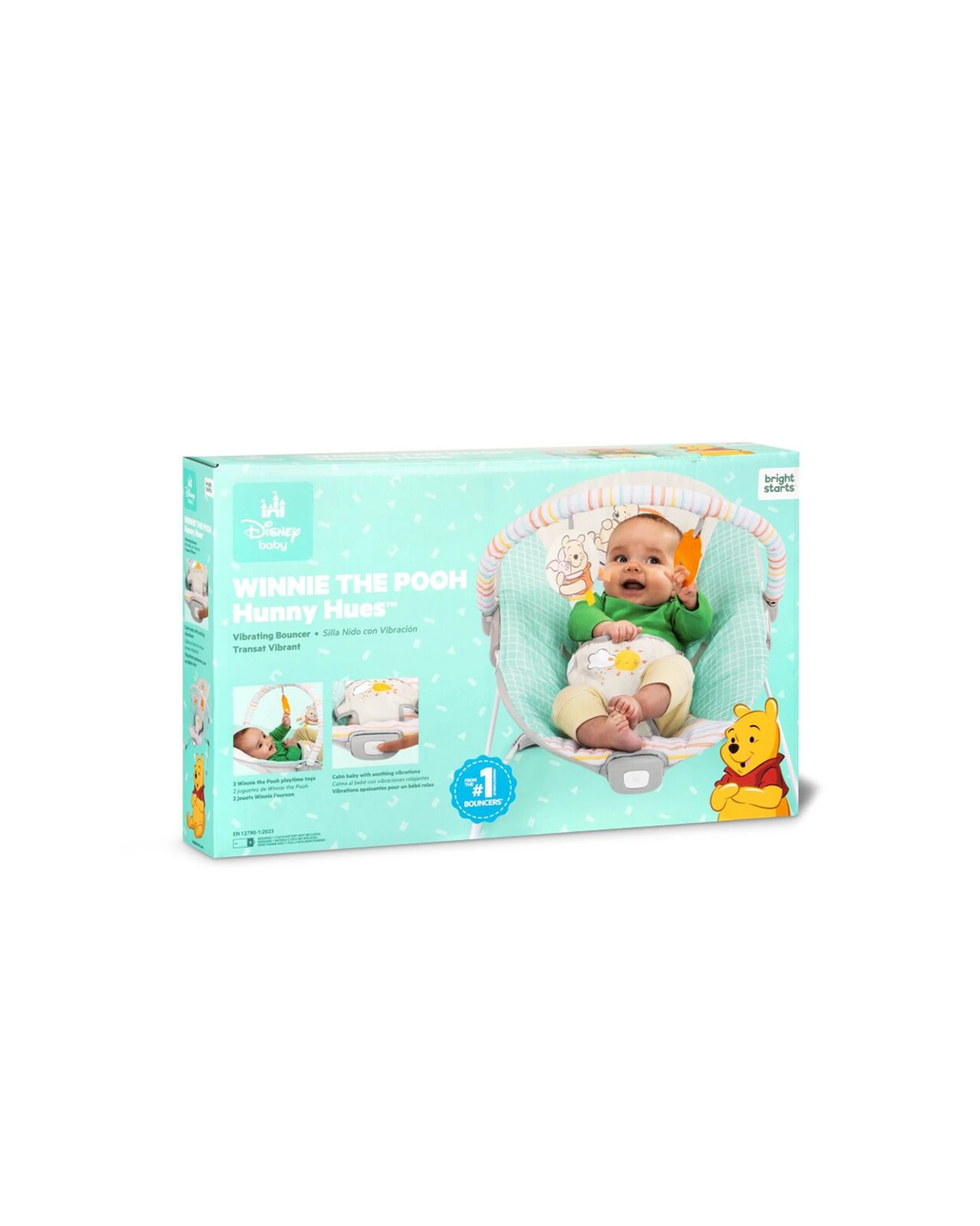 3 Bright Starts Disney Winnie The Pooh Hunny Hues Baby Vibrating Bouncer 0-6m - Multi, 3 of 8