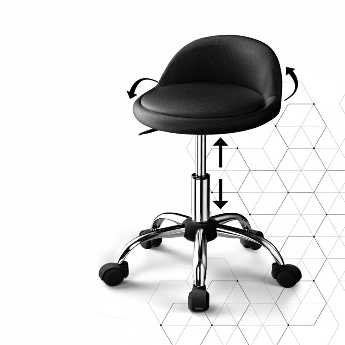 3 Artiss Salon Stool Swivel Chair Backrest Chairs - Black, 3 of 5