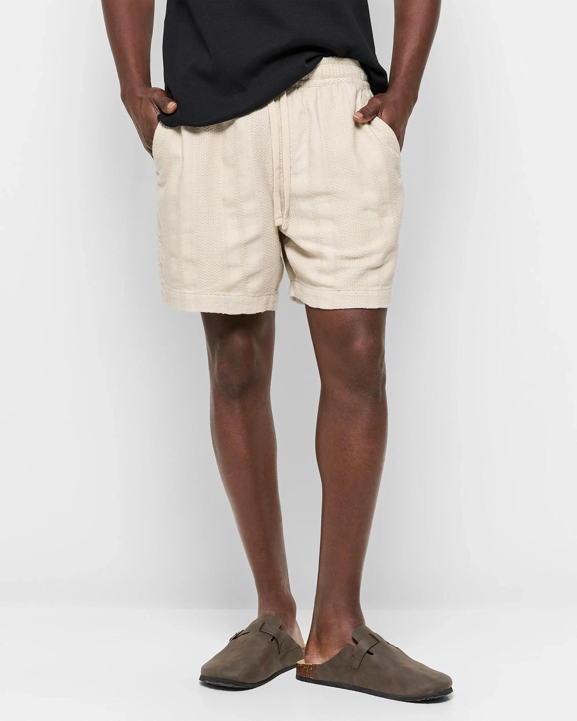 1 Australian Cotton Textured Knit Shorts - Commons BONE, 1 of 5