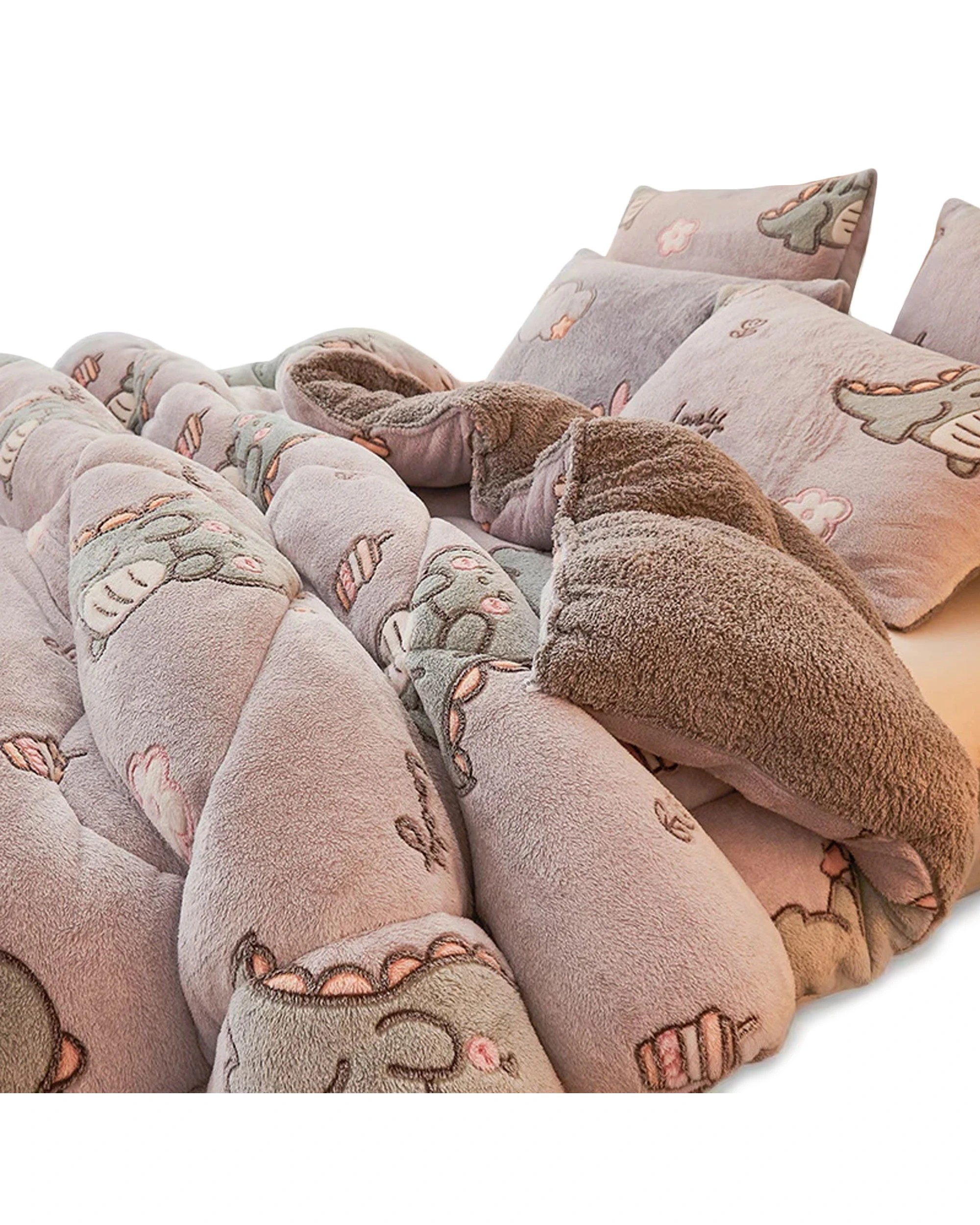 1 Cotton More Thick Winter Sherpa Blanket Comforter Quilt 200x230cm Dinosaur - Pattern, 1 of 1