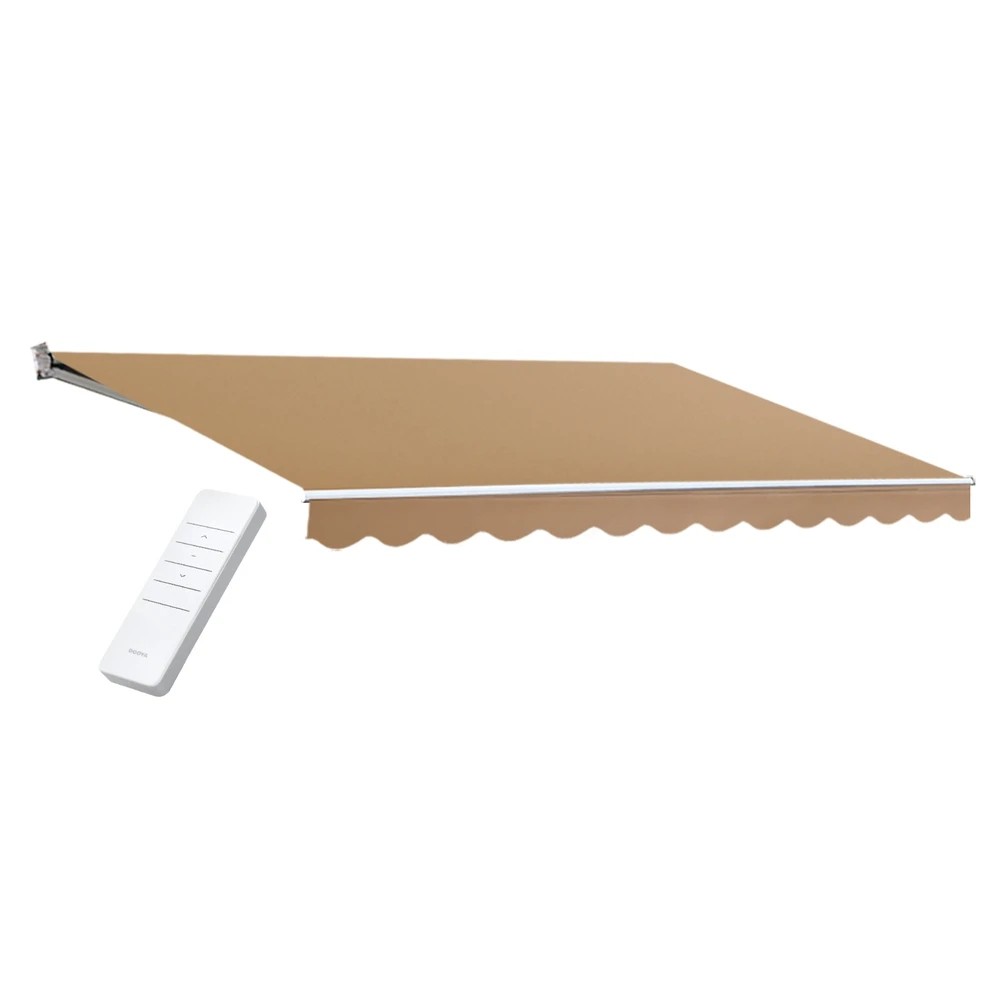 1 Instahut Retractable Folding Arm Awning Motorised Remoter Sunshade 2.5Mx2M - Beige, 1 of 7