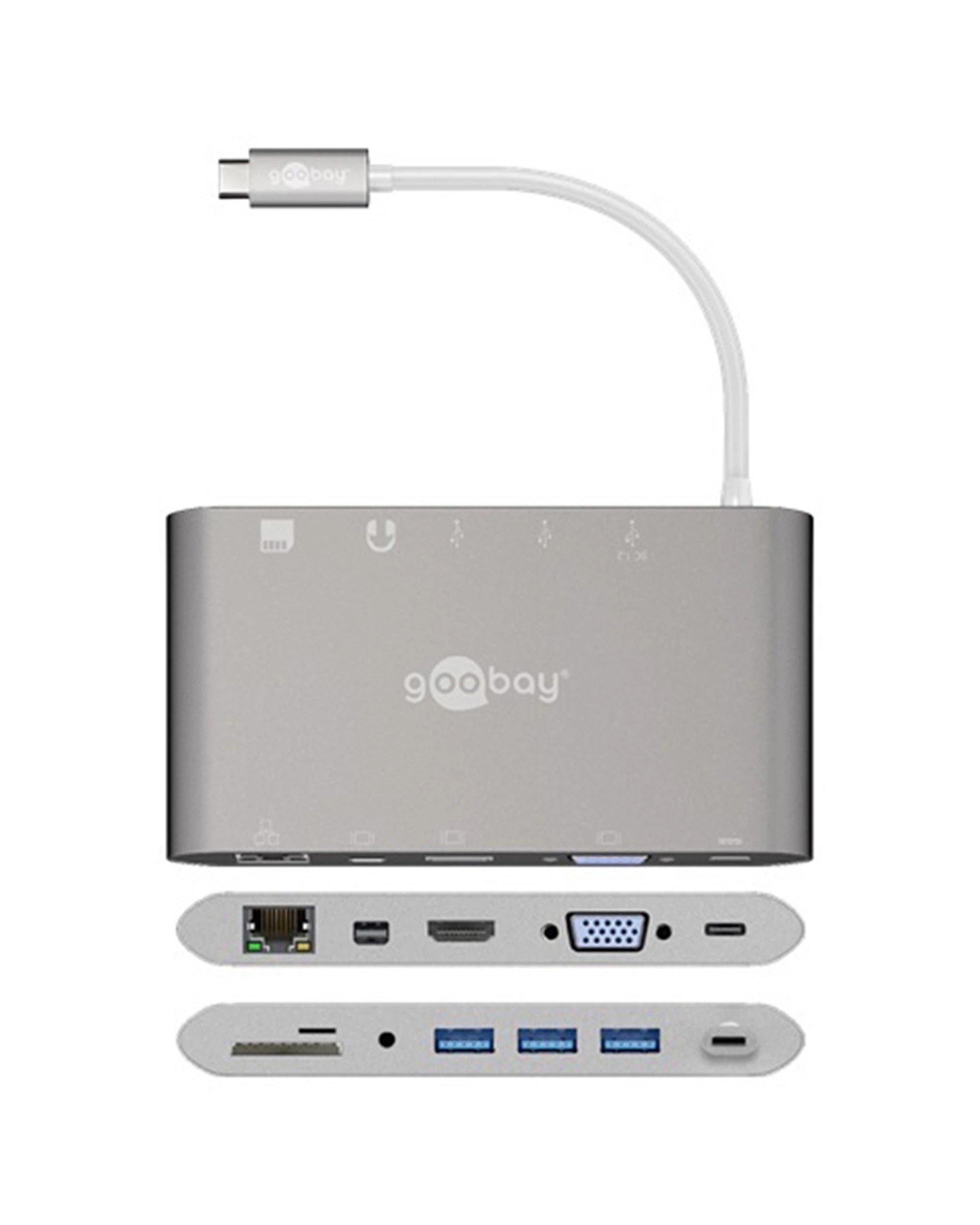 3 Goobay All-in-1 USB-C To HDMI RJ45 VGA Multiport Adapter Vacuum Insulated - Grey, 3 of 3