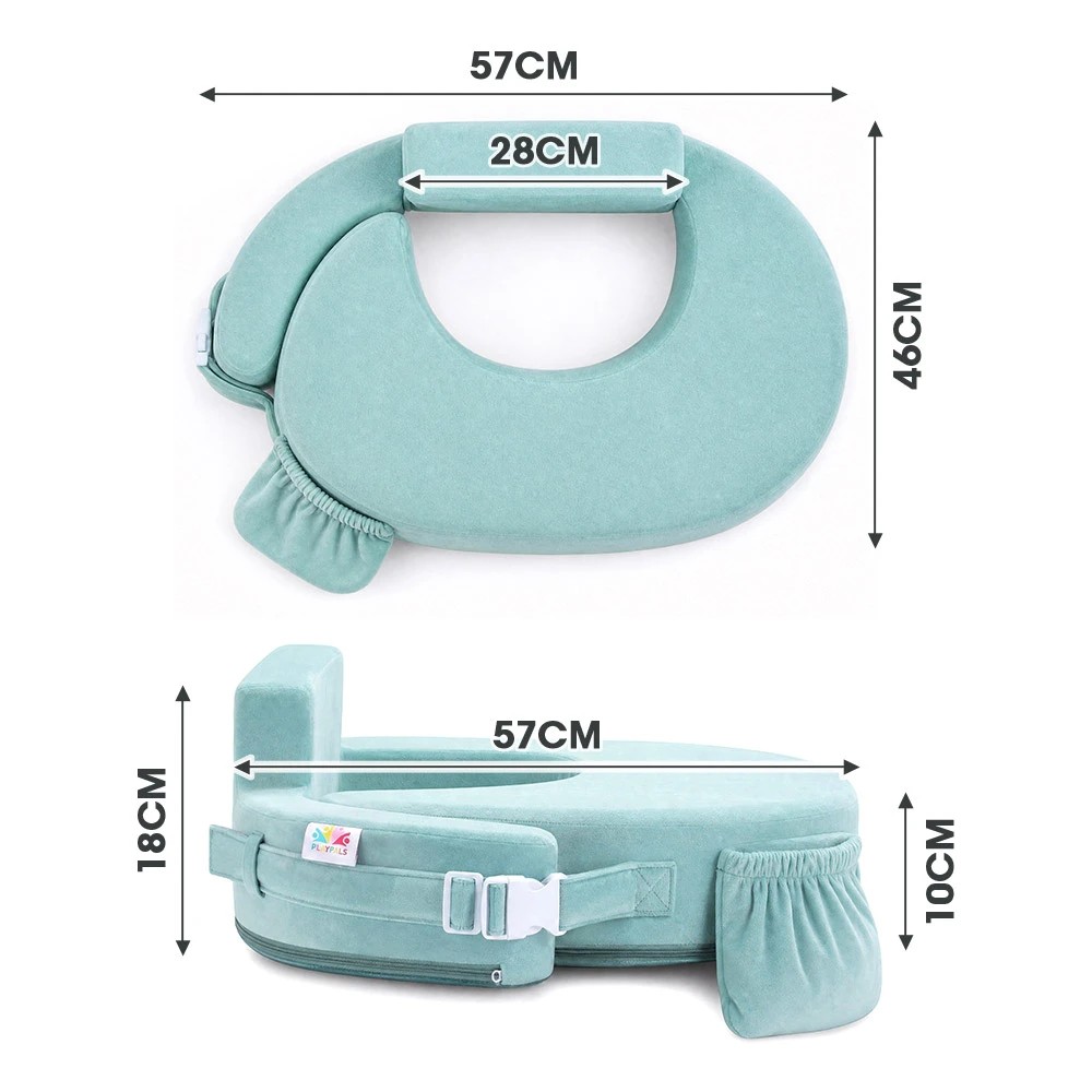 2 PlayPals Nursing Pillow Breastfeeding Posture Support Adjustable Waist - Blue, 2 of 3
