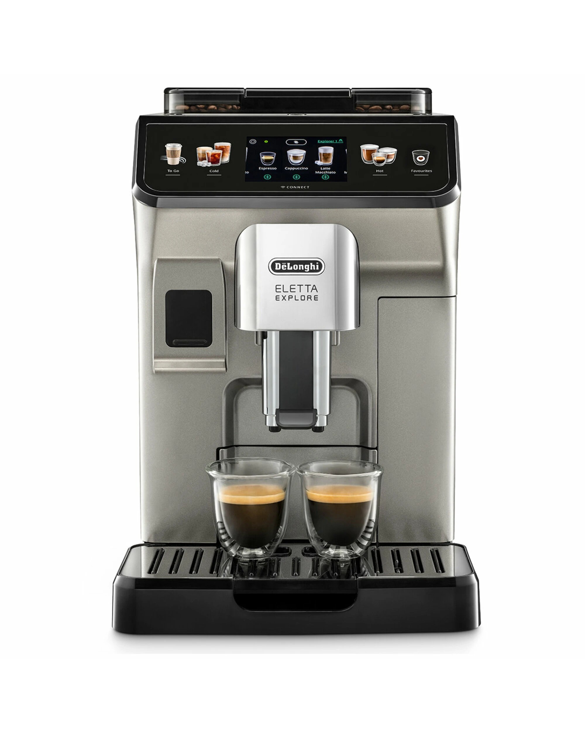 1 De'Longhi Eletta Explore Connect Fully Automatic Coffee Machine Titanium, 1 of 5