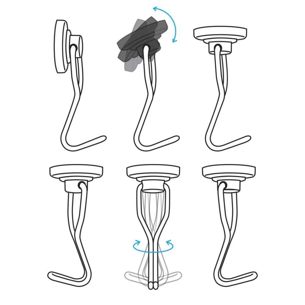 4 Three By Three Magnet Single Swivel Hook Chrome, 4 of 4