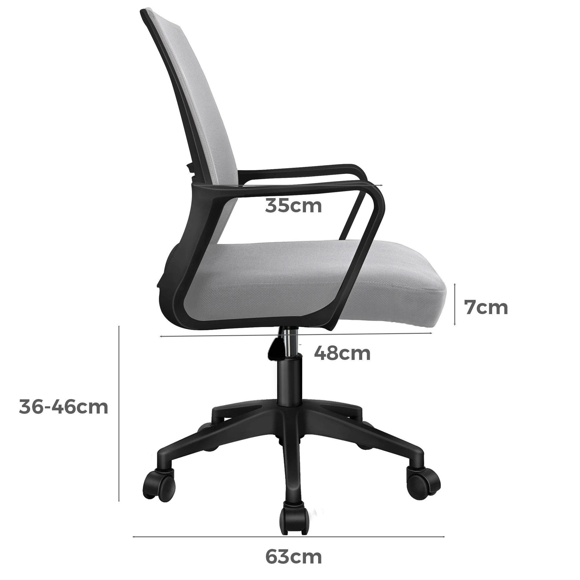 6 Alfordson Mesh Office Chair Executive Computer Seat Gaming Racing Work - Black Grey, 6 of 10
