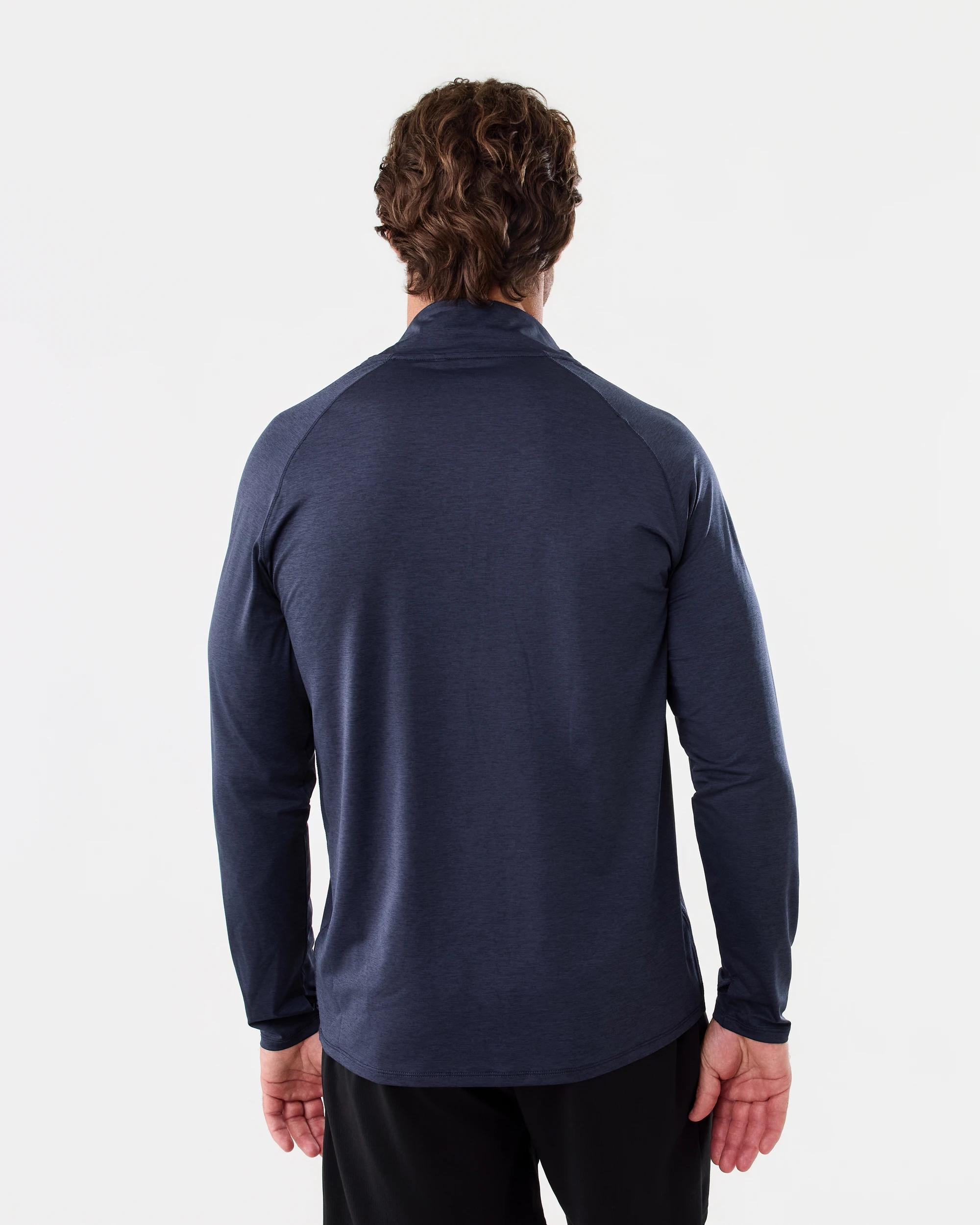 3 Active Mens 1/4 Zip Training Long Sleeve T-shirt Navy Marle, 3 of 5