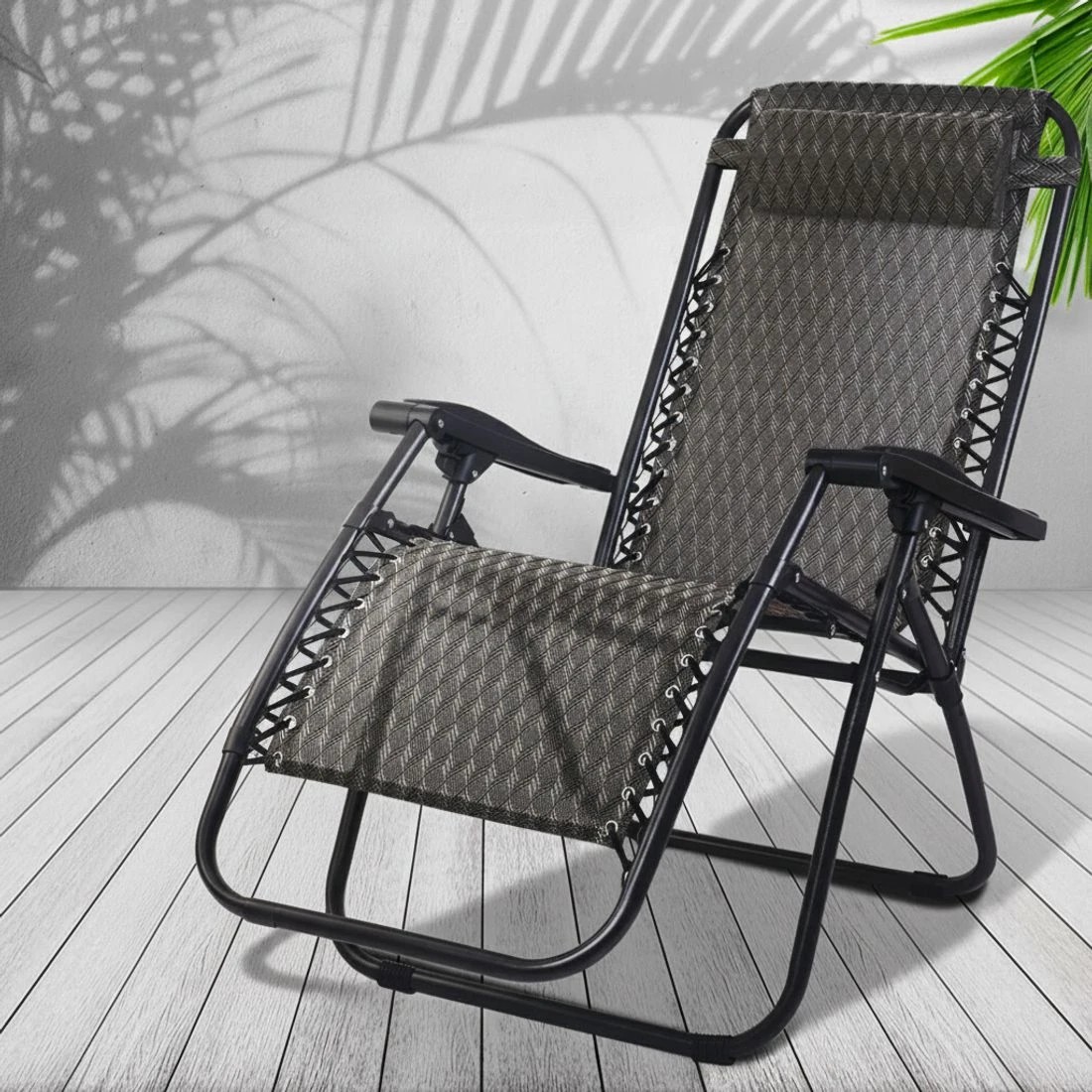 6 Gardeon Zero Gravity Chair Folding Outdoor Recliner Adjustable Sun Lounge Camping - Grey, 6 of 8