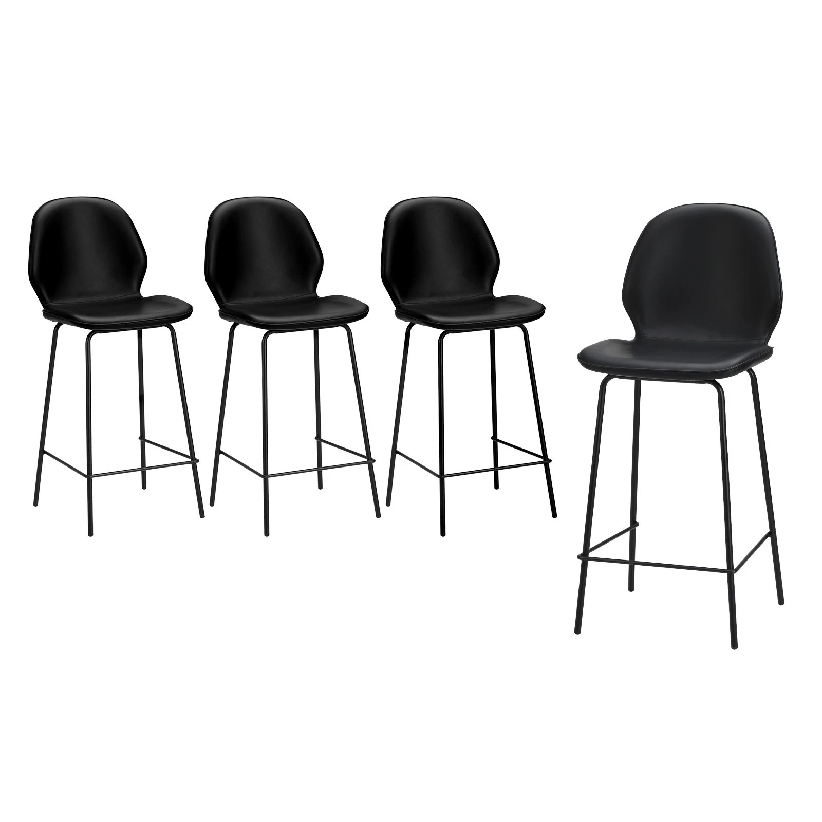 1 Oikiture 4PCS Bar Stools Kitchen Counter Chair Metal - Black, 1 of 9