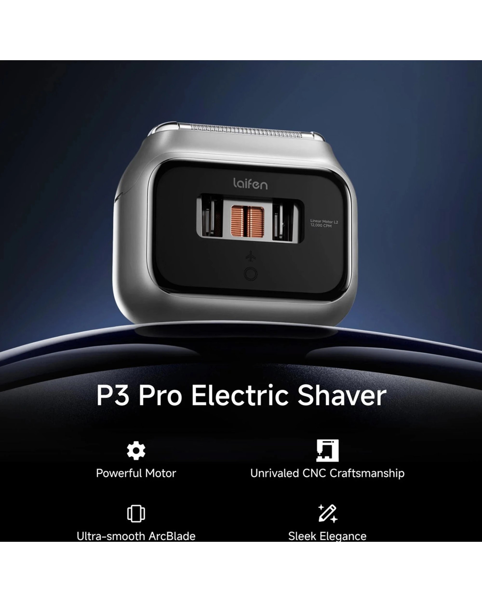 4 Laifen P3 Pro 3 Blade Electric Shaver Dual Motors Dome Foil 100min Battery Grey, 4 of 5