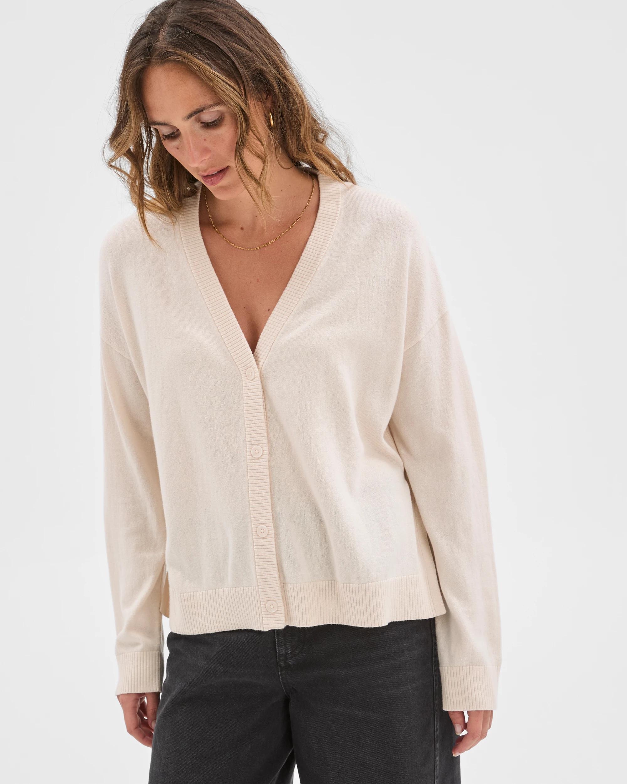 3 Target Woman Cotton Cashmere V-Neck Knit Cardigan PEARL, 3 of 6