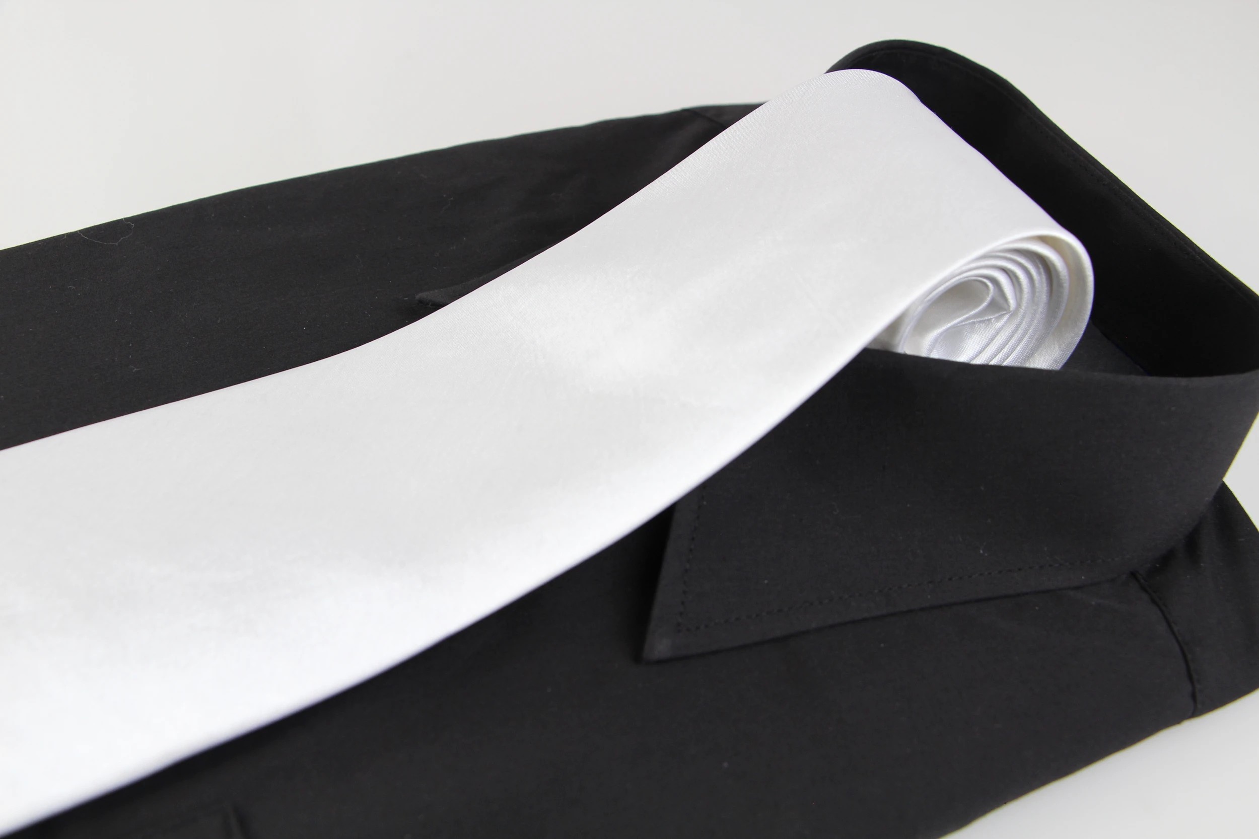 3 Zasel Mens White Classic 10cm Plain Neck Tie - White, 3 of 5