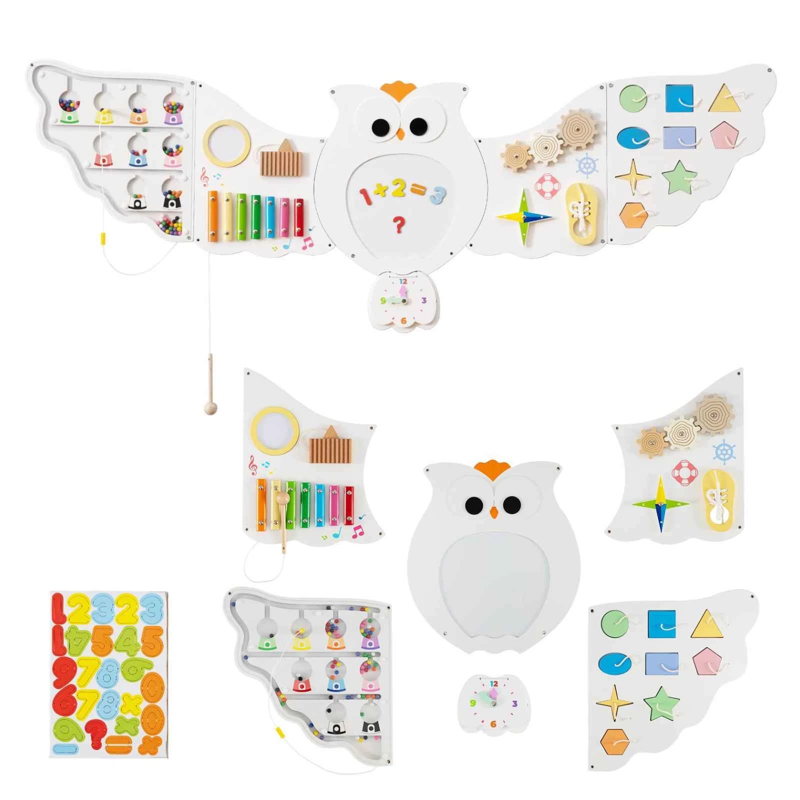 1 Costway Owl Montessori Busy Board Panels 11in1 Wall Sensory Toy, 1 of 1