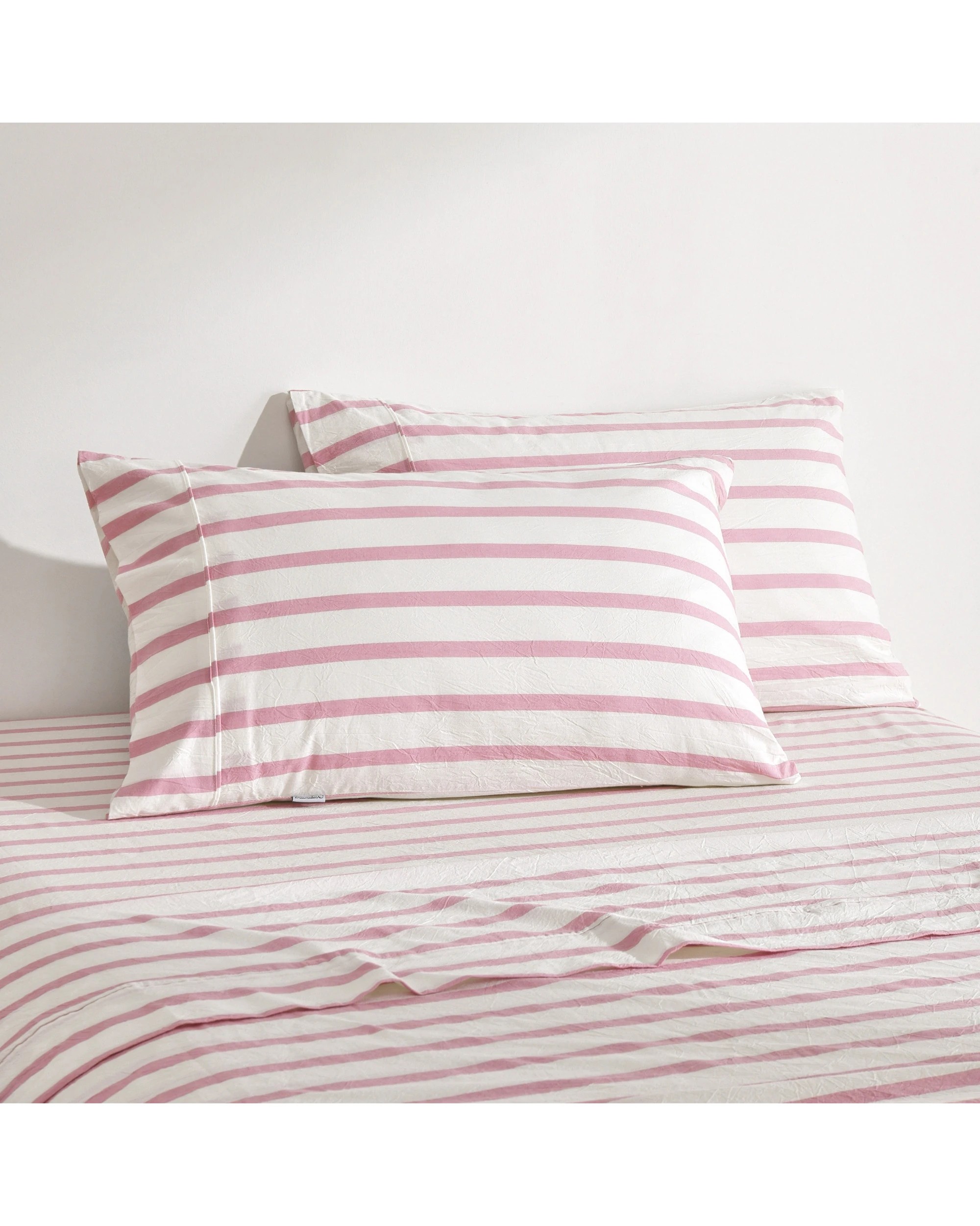 2 Dreamaker Bask Yarn Dyed Washed Cotton Striped Sheet Set - Queen Bed - Pink Pearl, 2 of 7