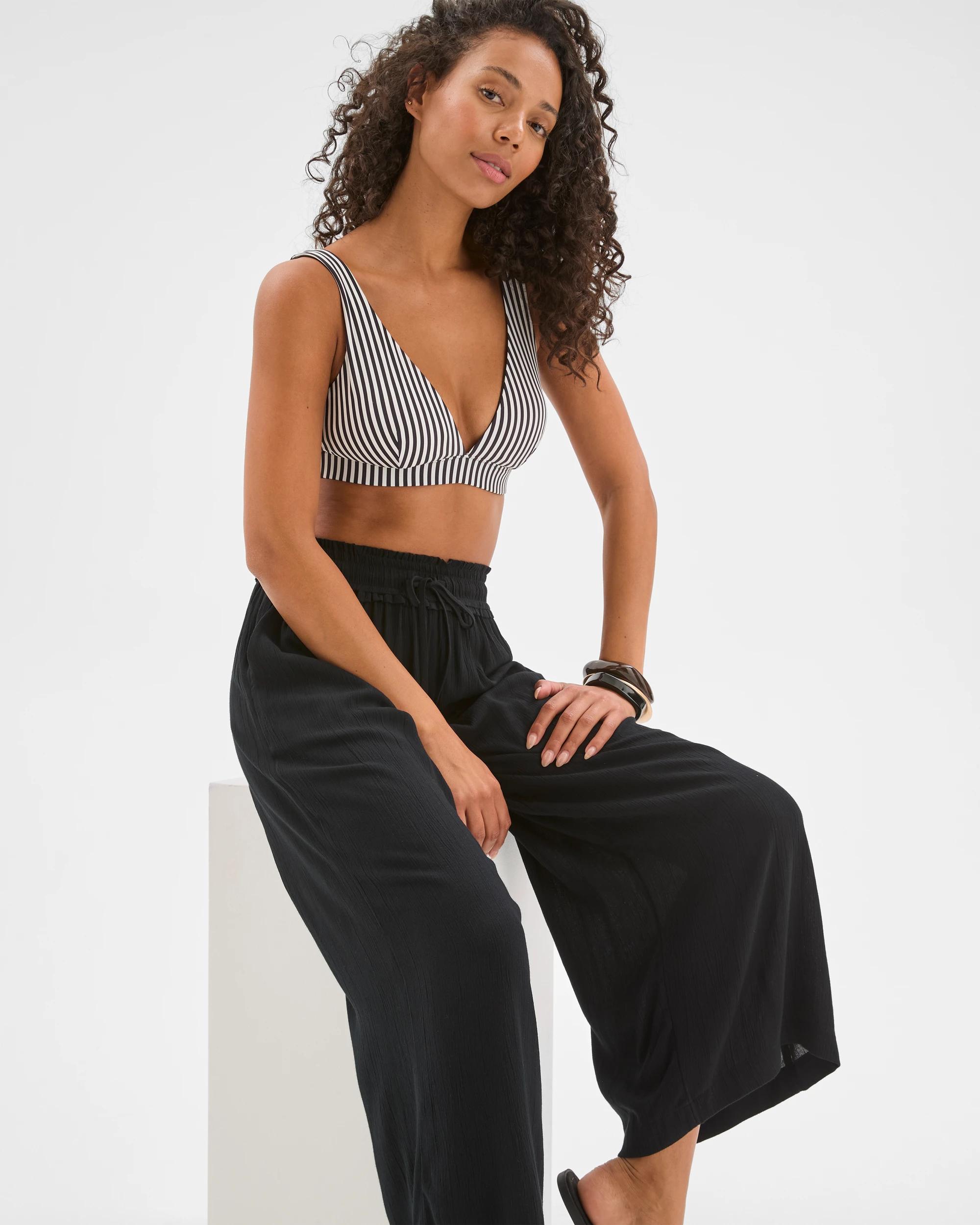 2 Target Woman Resort Shirred Waist Crinkle Pants BLACK, 2 of 7