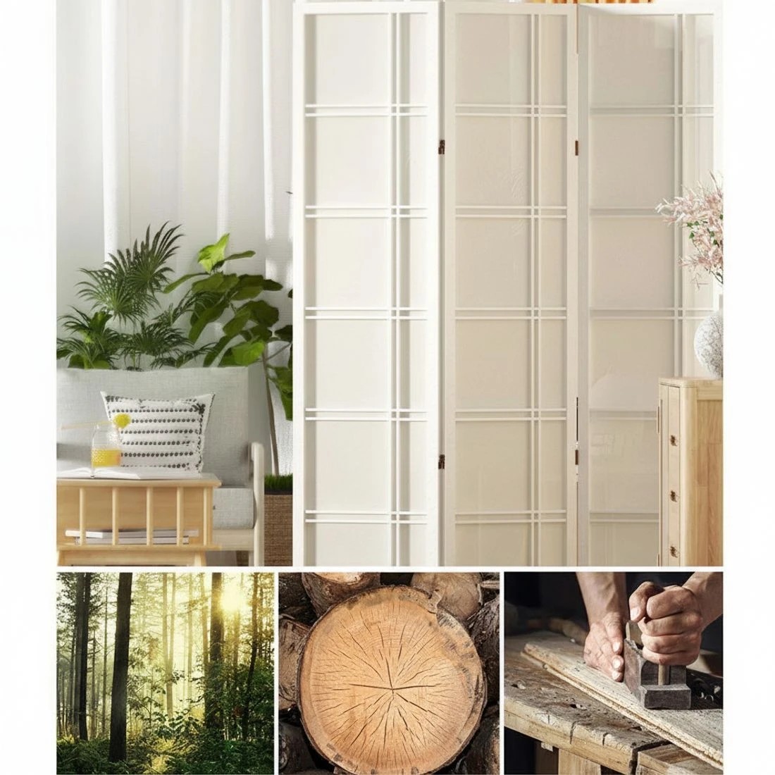 5 Artiss 4 Panel Room Divider Screen 176x179cm Nova - White, 5 of 7