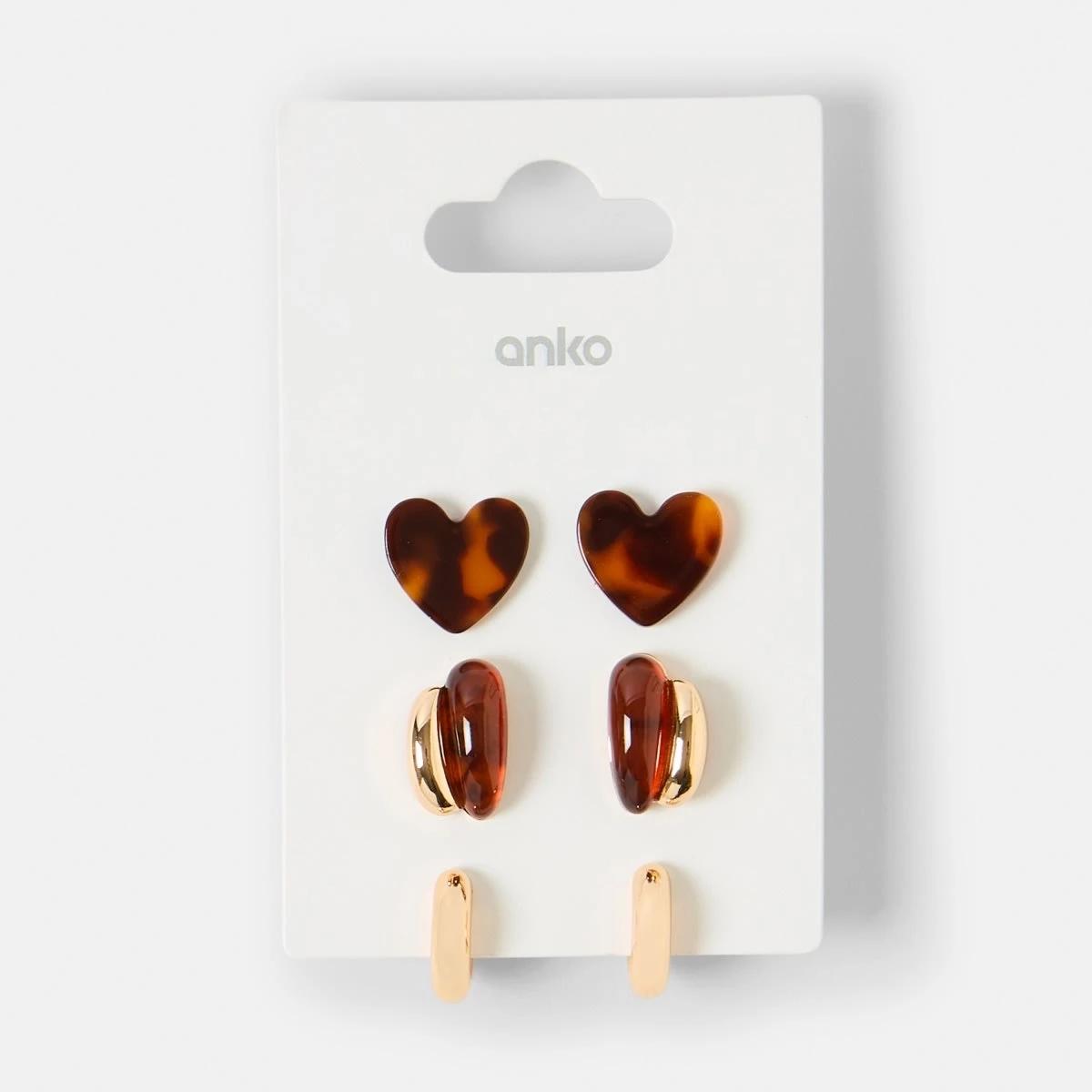 4 3 Pack Tort Earrings - Gold Tone Gold, 4 of 4