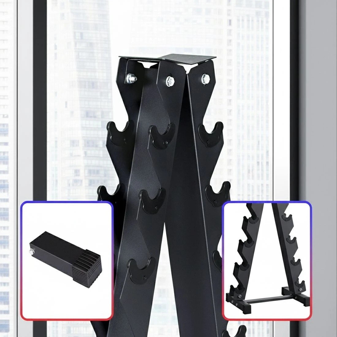 6 Everfit Dumbbells Rack 6 Tier Dumbbell Stand Home Gym Storage 200kg Capacity - Black, 6 of 6