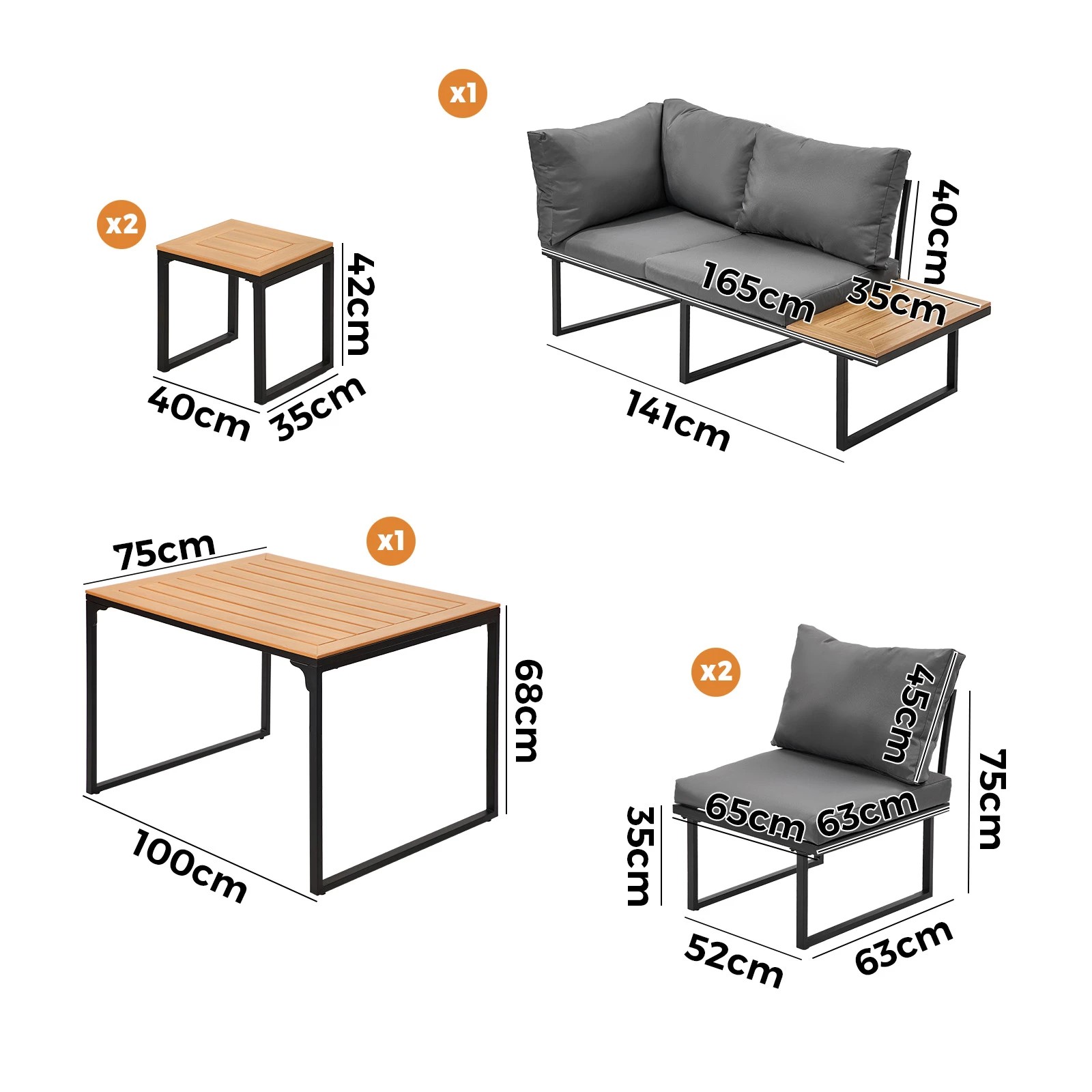 2 Livsip 6 Seater Outdoor Dining Sofa Set Lounge Furniture Patio Stool - Multi, 2 of 8