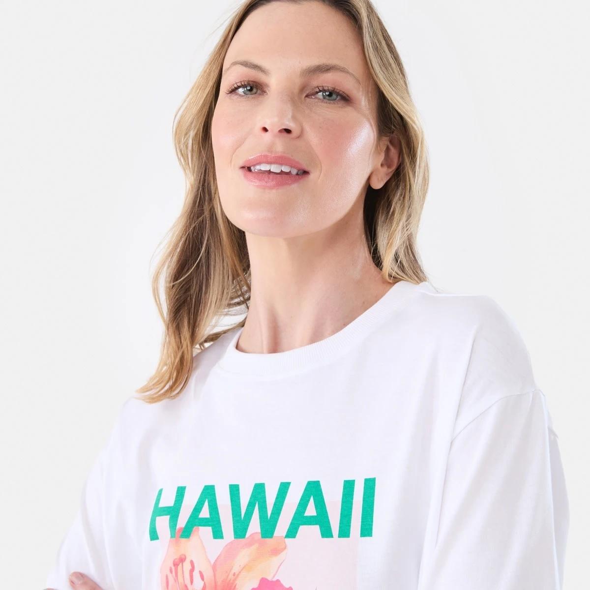 4 Short Sleeve Oversized Boyfriend T-shirt HAWAII WHITE, 4 of 5