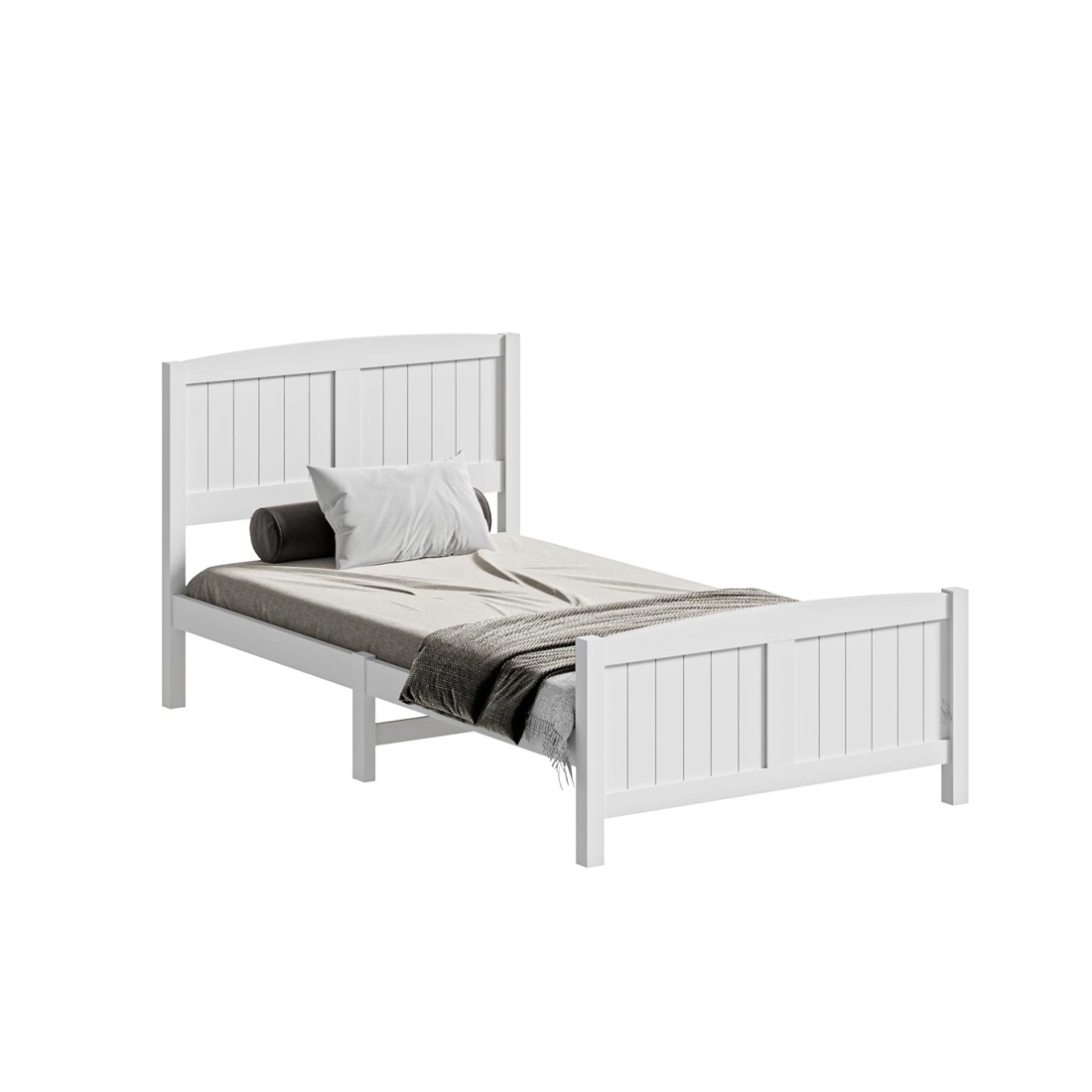 1 Oikiture Bed Frame King Singe Size Wooden Base Timber Platform
 - White, 1 of 10