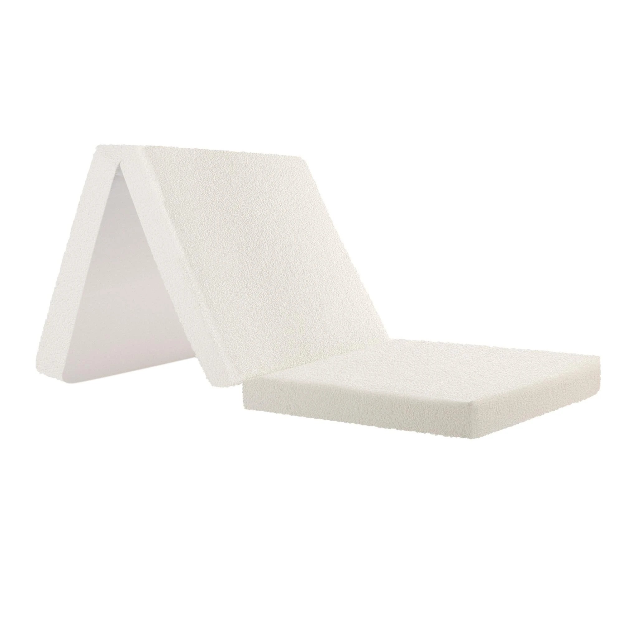 3 Bedra Bedding Folding Mattress Sherpa Fleece Foam 3-fold Foldable Floor Sofa Bed Single - White, 3 of 5