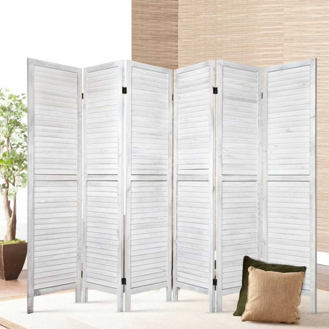8 Artiss 6 Panel Room Divider Screen 245x170cm Louver - White, 8 of 8