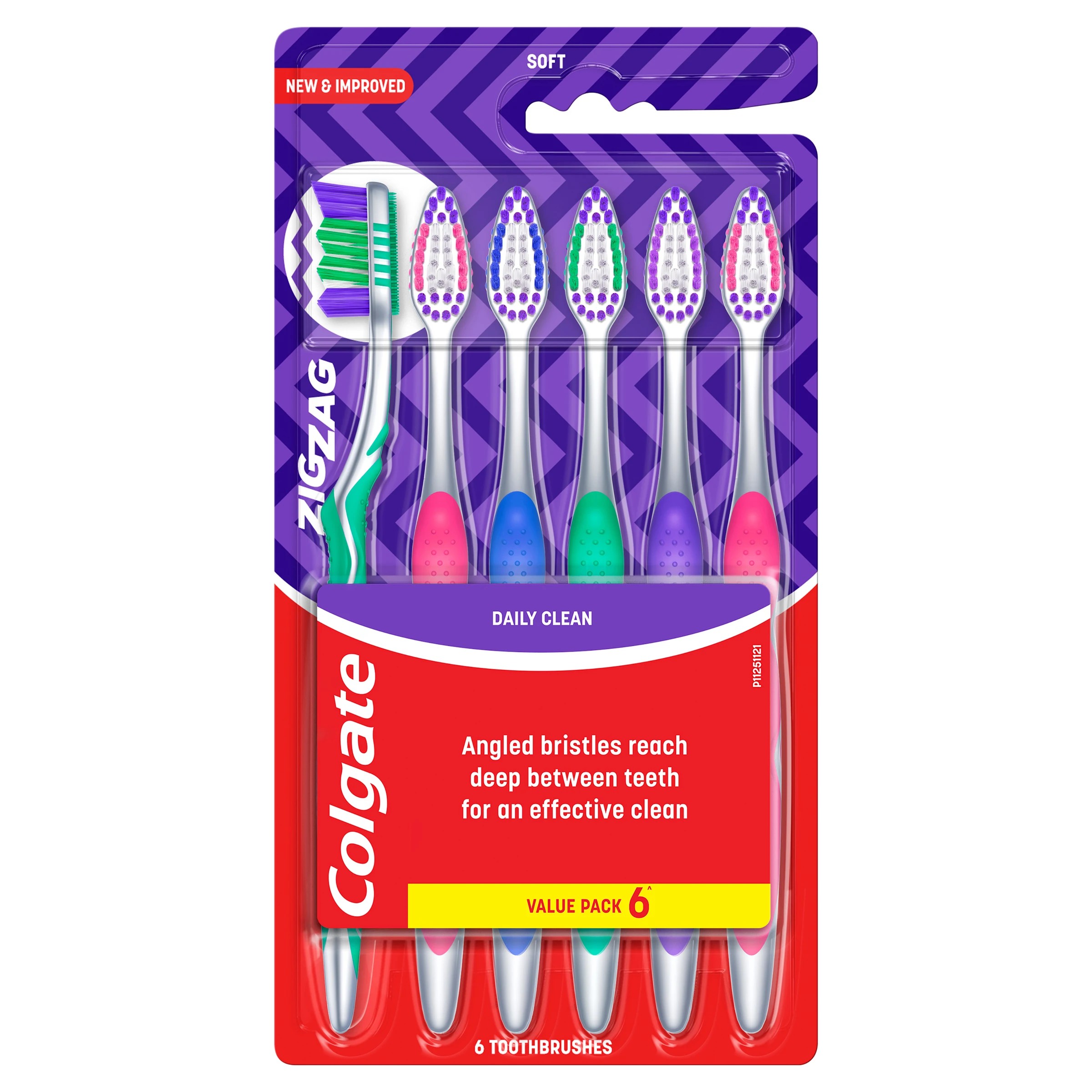 1 Colgate 6 Pack Soft ZigZag Toothbrushes, 1 of 2