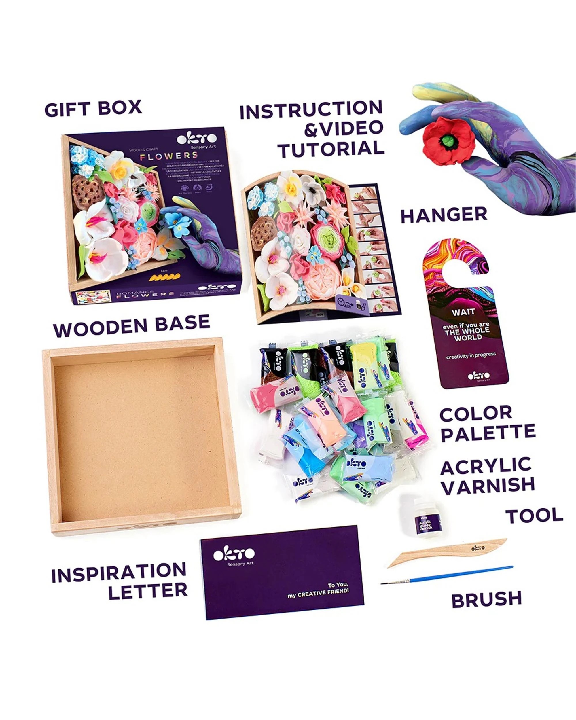 3 Okto Flowers Romance Sensory Art Wood And Craft Creative Set, 3 of 6