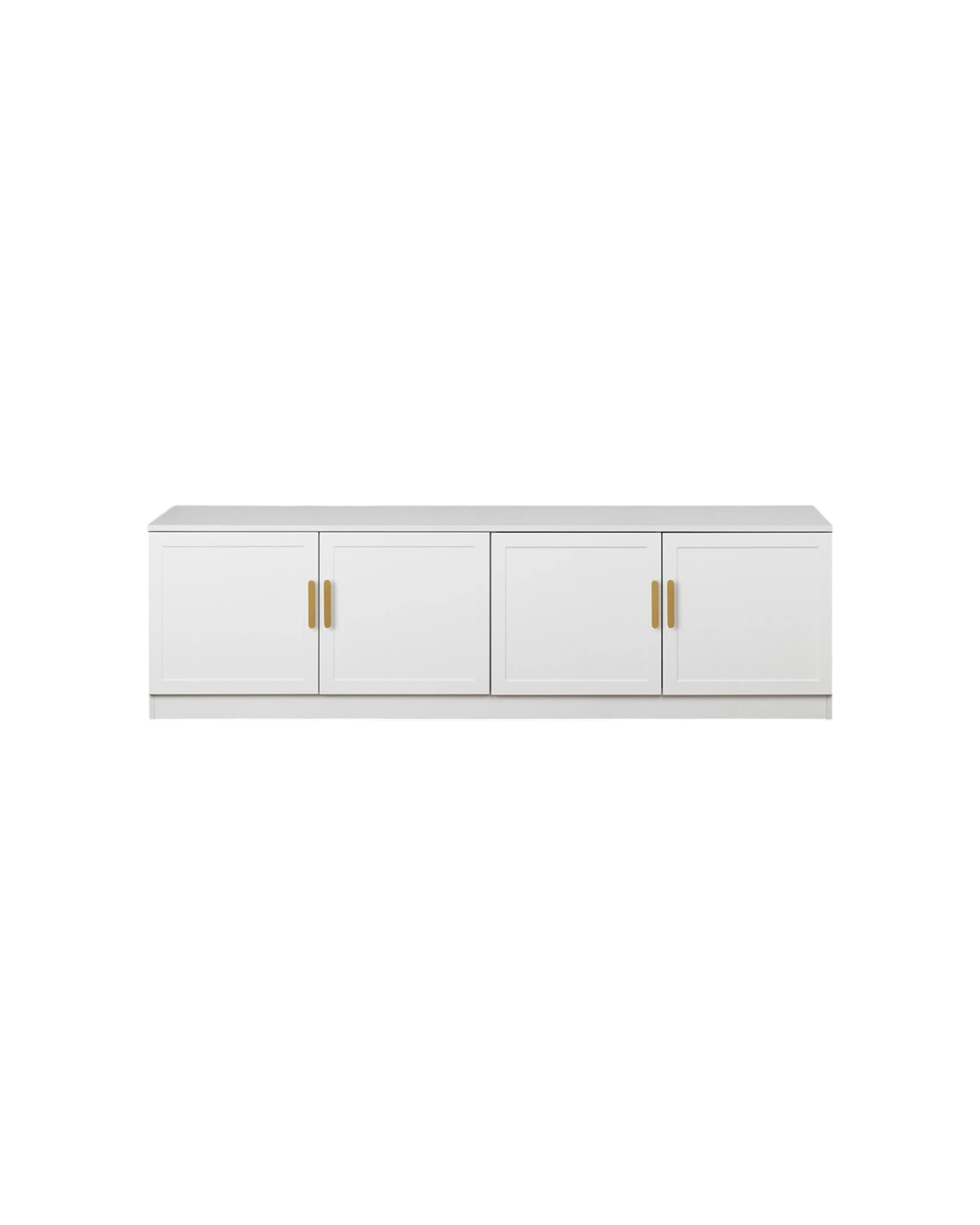 1 European Cabinetry Bucharest Hamptons Panel TV Unit Brass Oval Handle - White, 1 of 4