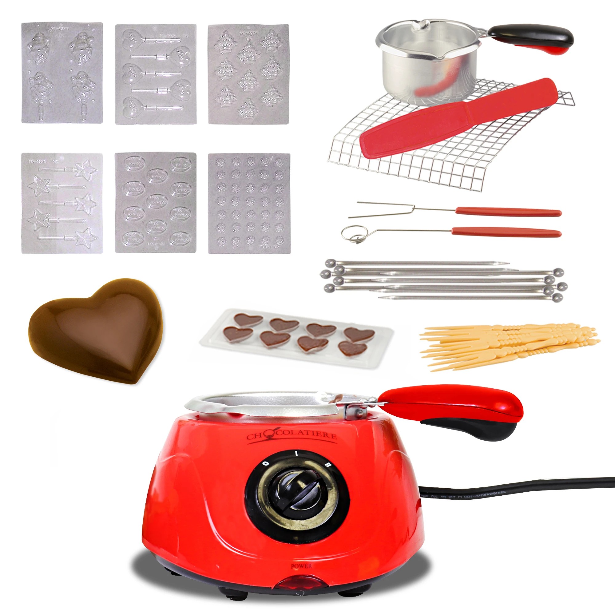 1 Total Chef Deluxe Chocolatierel Chocolate Melter - Red, 1 of 5