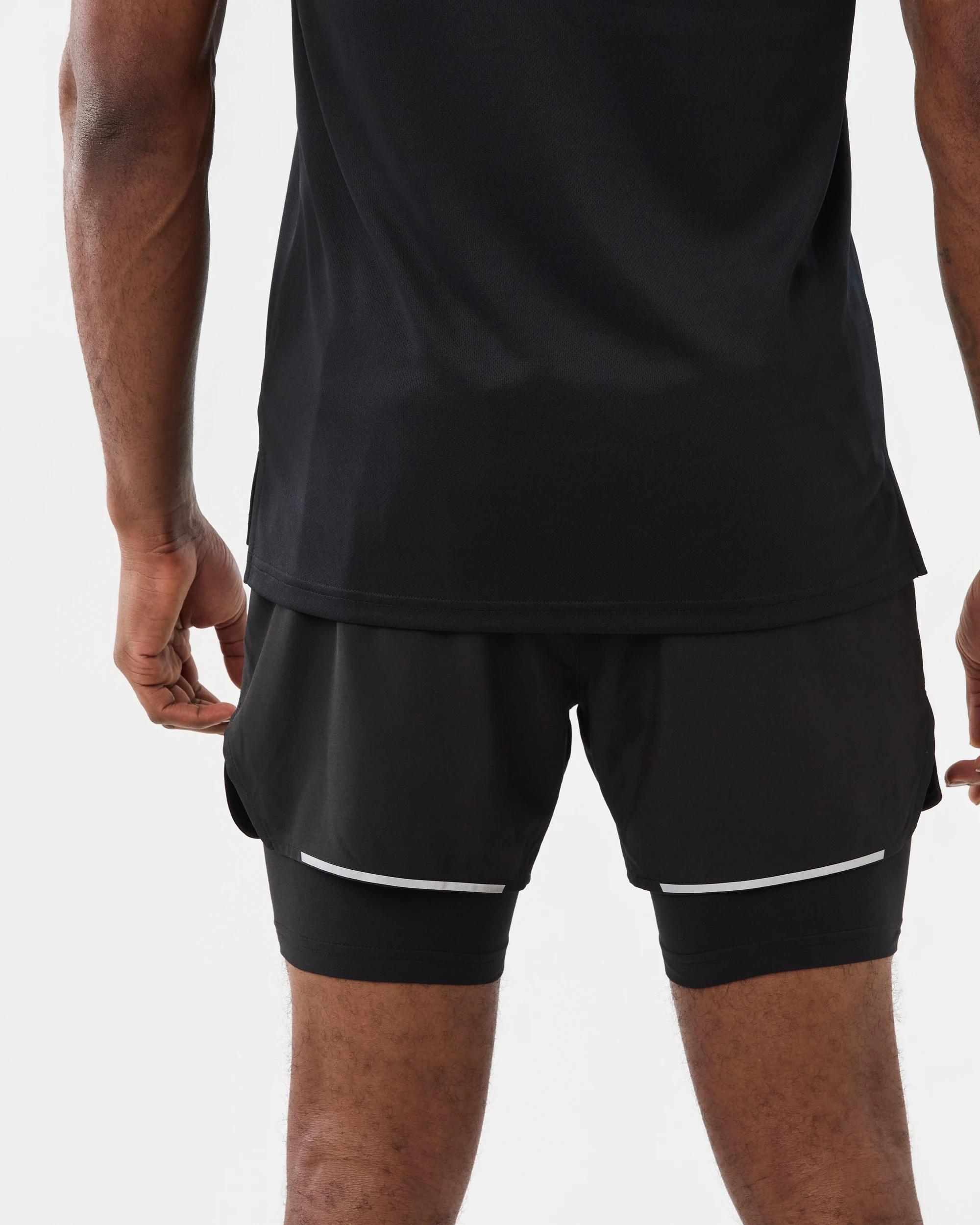3 Active Mens Dual Layer Shorts Black, 3 of 8