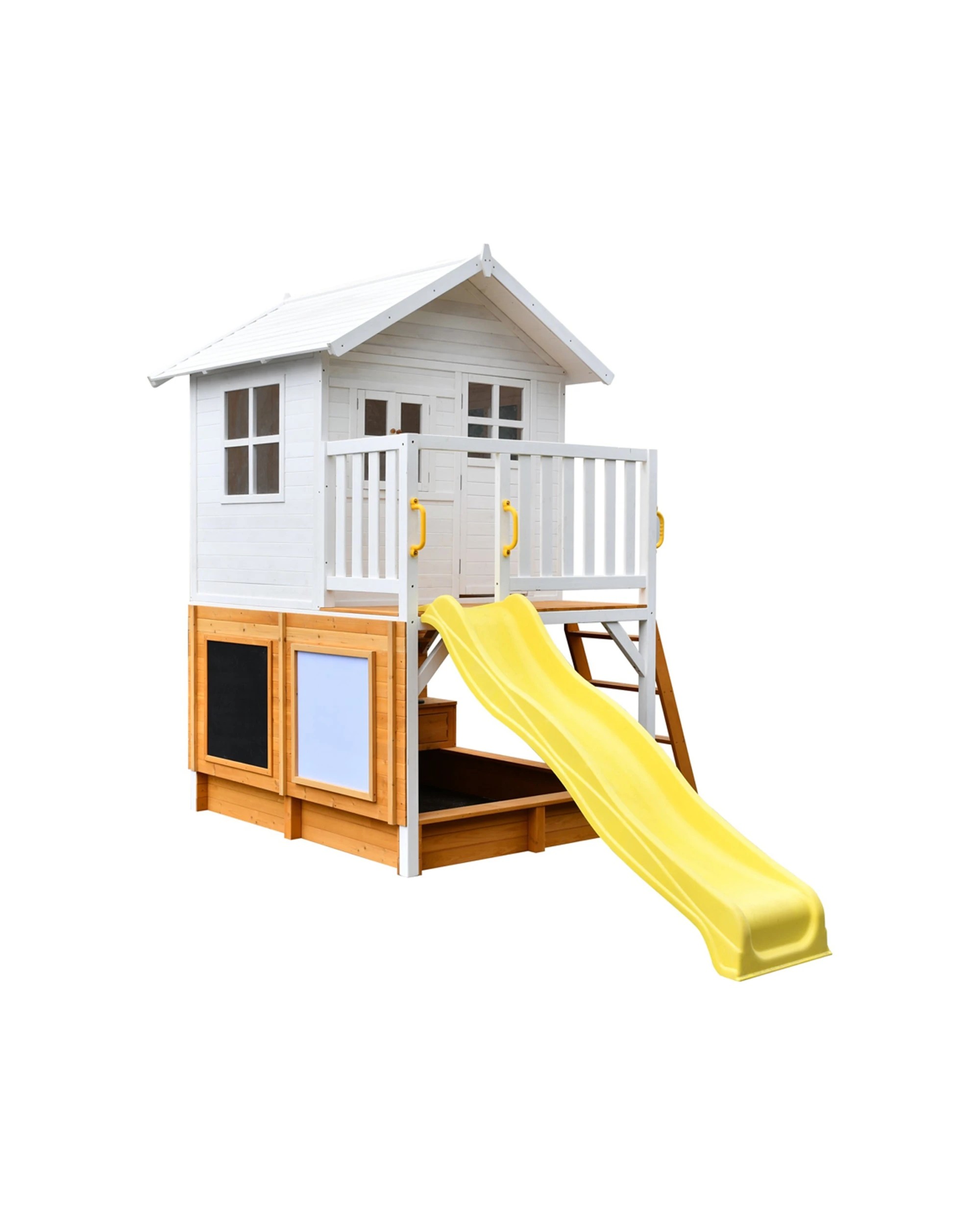 1 KIDZSHACK Inspiration Kids Cubby House With Kitchen Activity Wall Slide - Yellow, 1 of 3