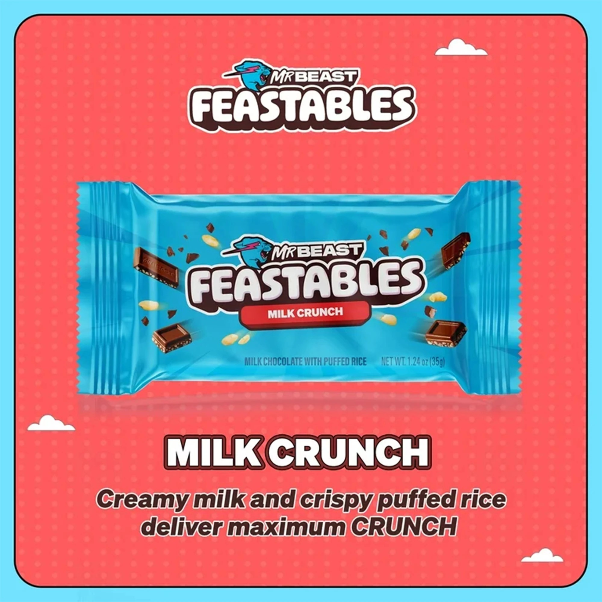 6 MrBeast Feastables Milk Crunch Milk Chocolate Bar 35g, 6 of 6