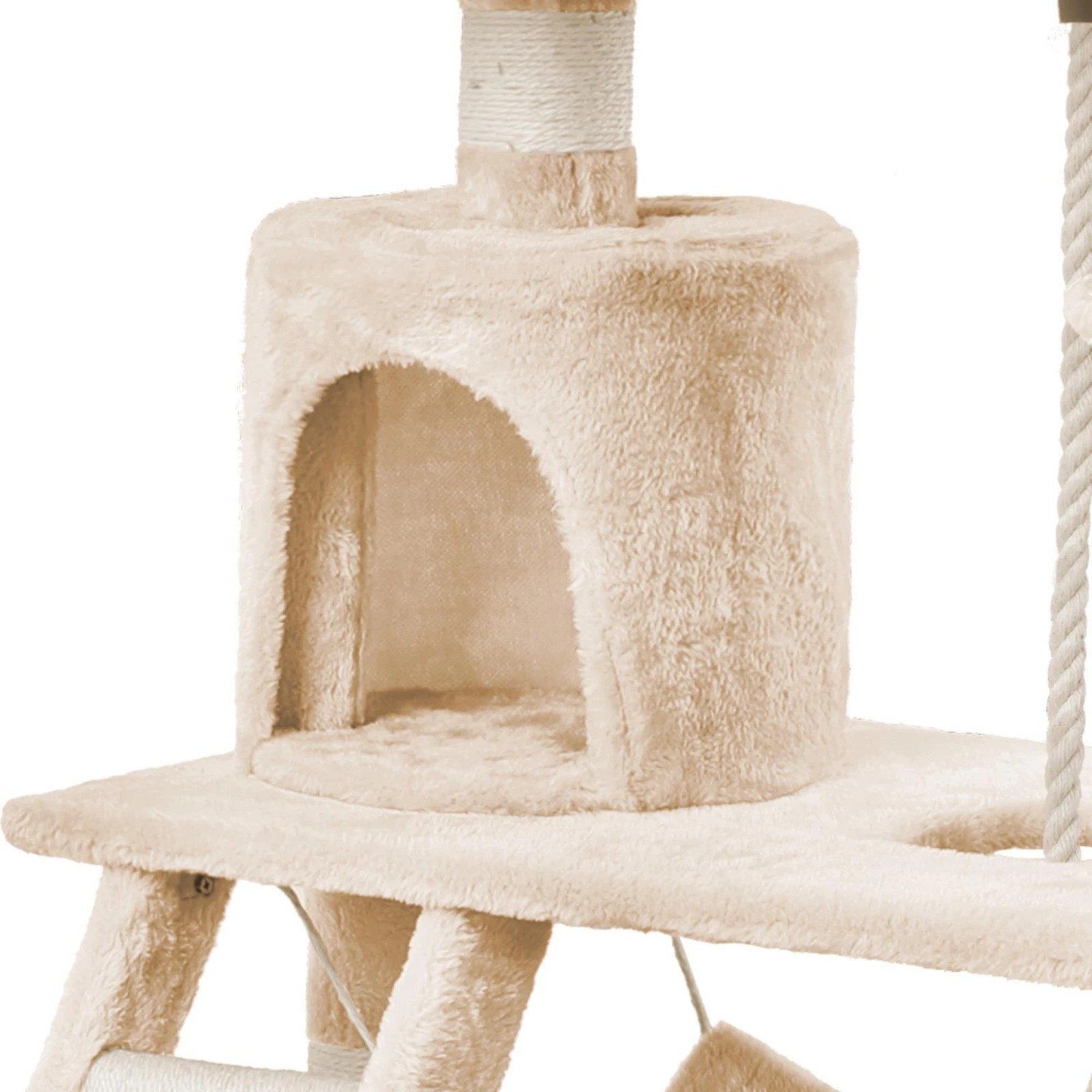 4 Beastie Cat Tree Scratching Post Scratcher Tower Condo House Furniture Wood 141CM - Beige, 4 of 6