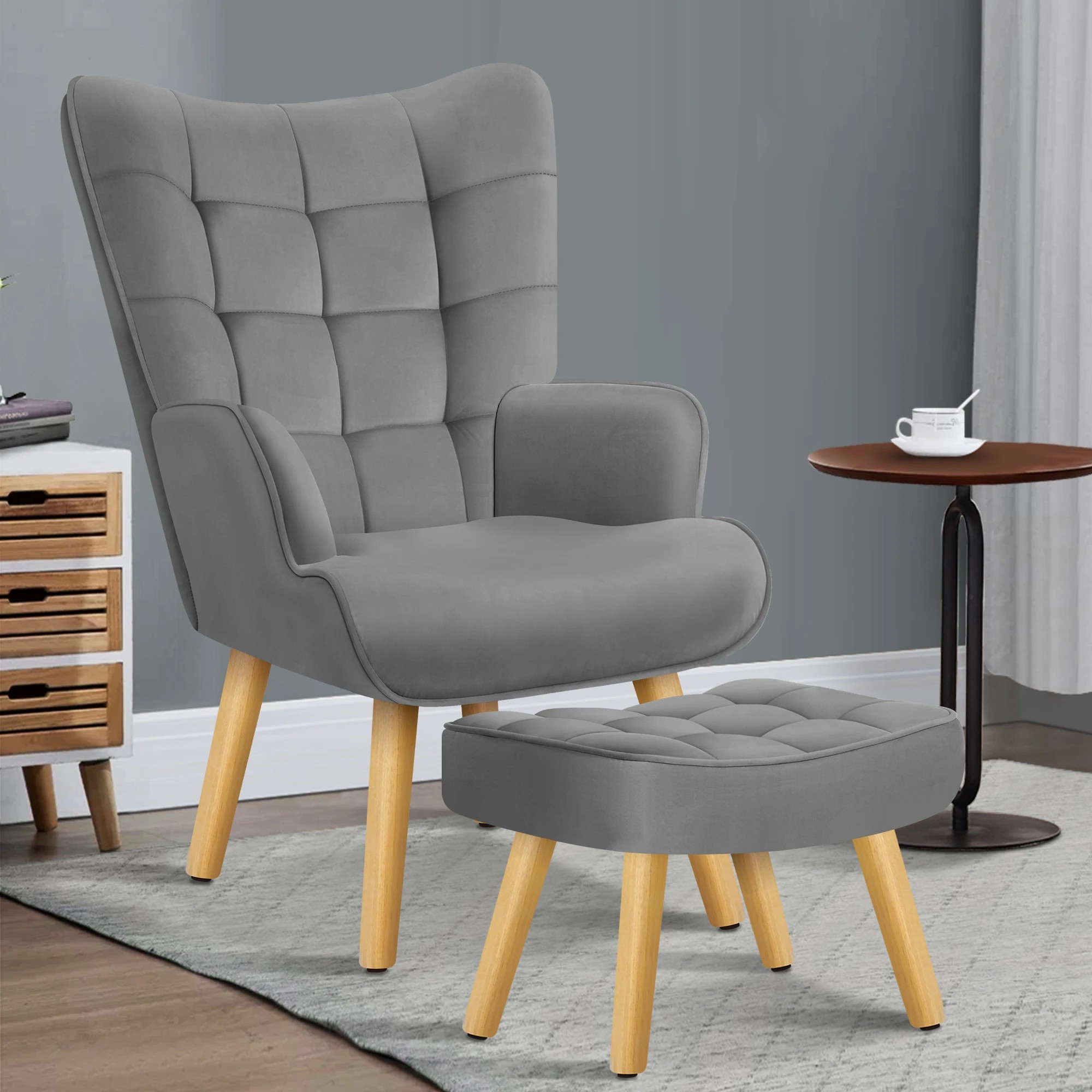 2 Alfordson Armchair Lounge Chair Featherston Replica Accent Chair Couch - Light Grey, 2 of 10