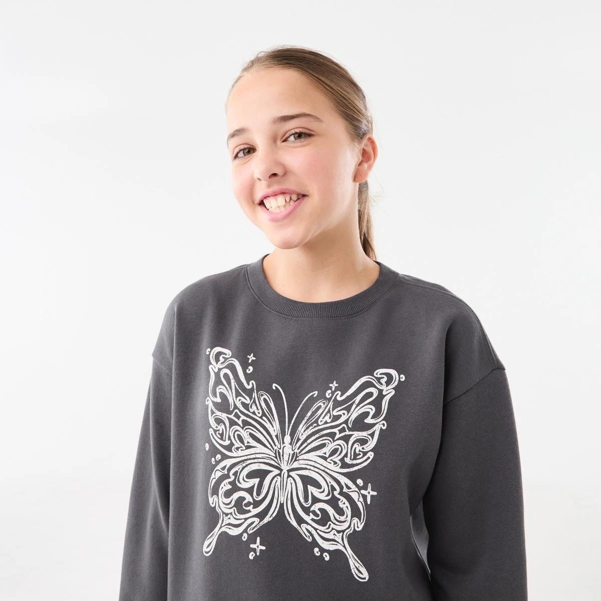 3 Print Crew Neck Sweatshirt Butterfly, 3 of 8