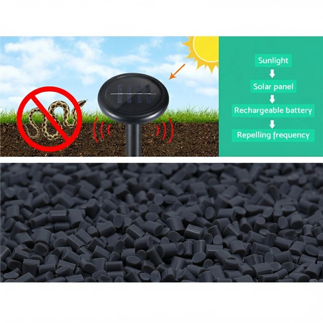 2 Gardeon Snake Repeller 4X Ultrasonic Solar Powered - Black, 2 of 5