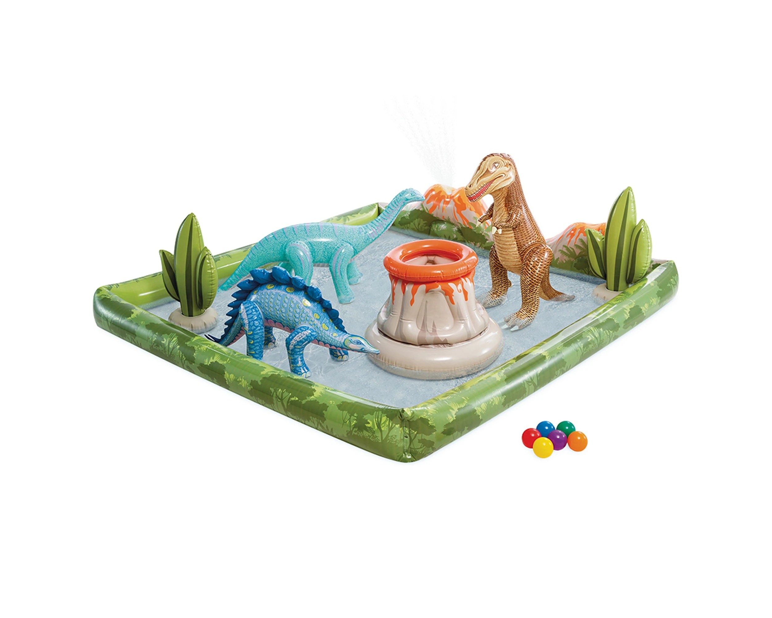 1 Intex Jurassic Adventure Inflatable Pool Play Center - Built-In Sprayer - Multi, 1 of 9