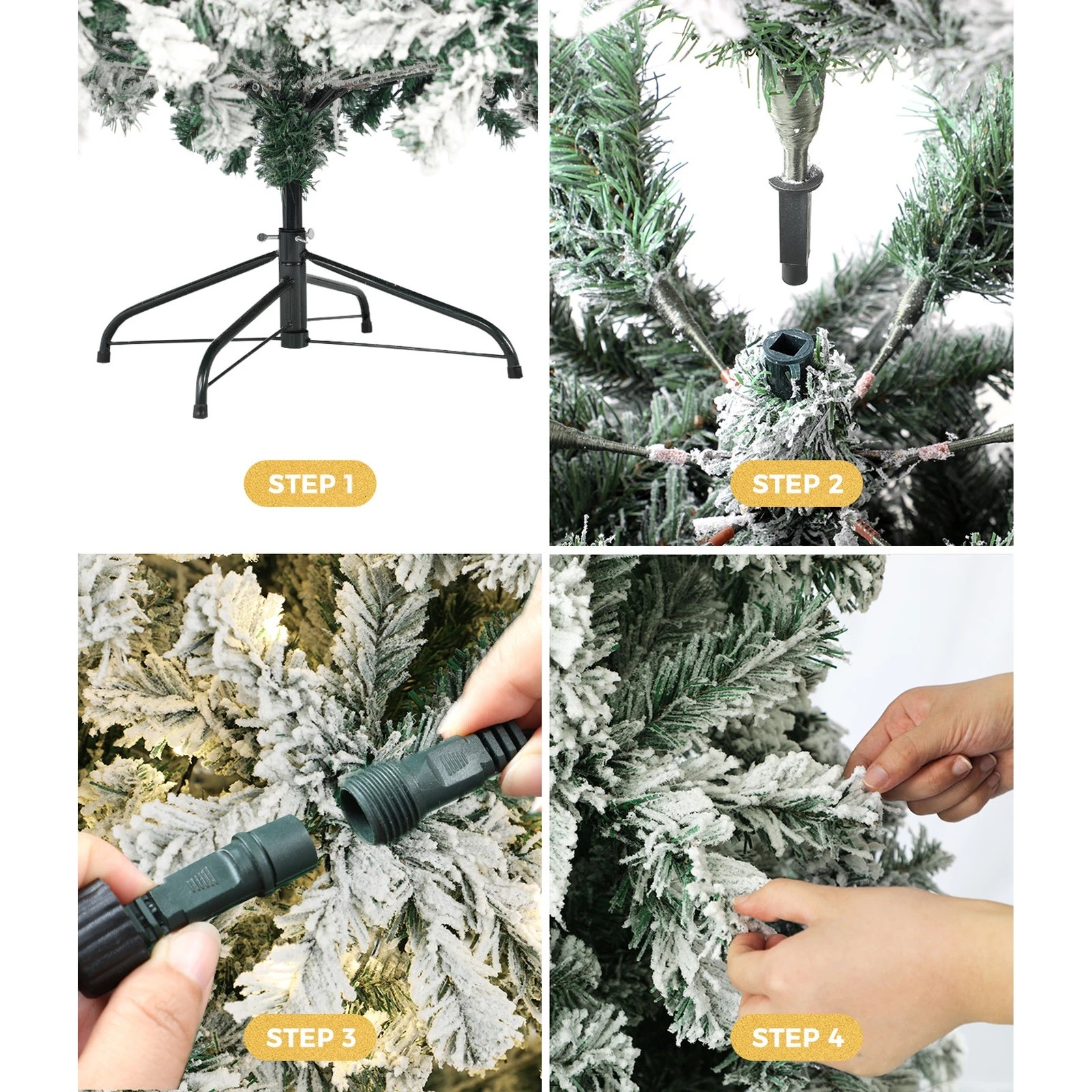 4 Tinseltown LED Christmas Tree 2.4M 8FT Xmas Trees Snow Flocked Decorations - White, 4 of 7