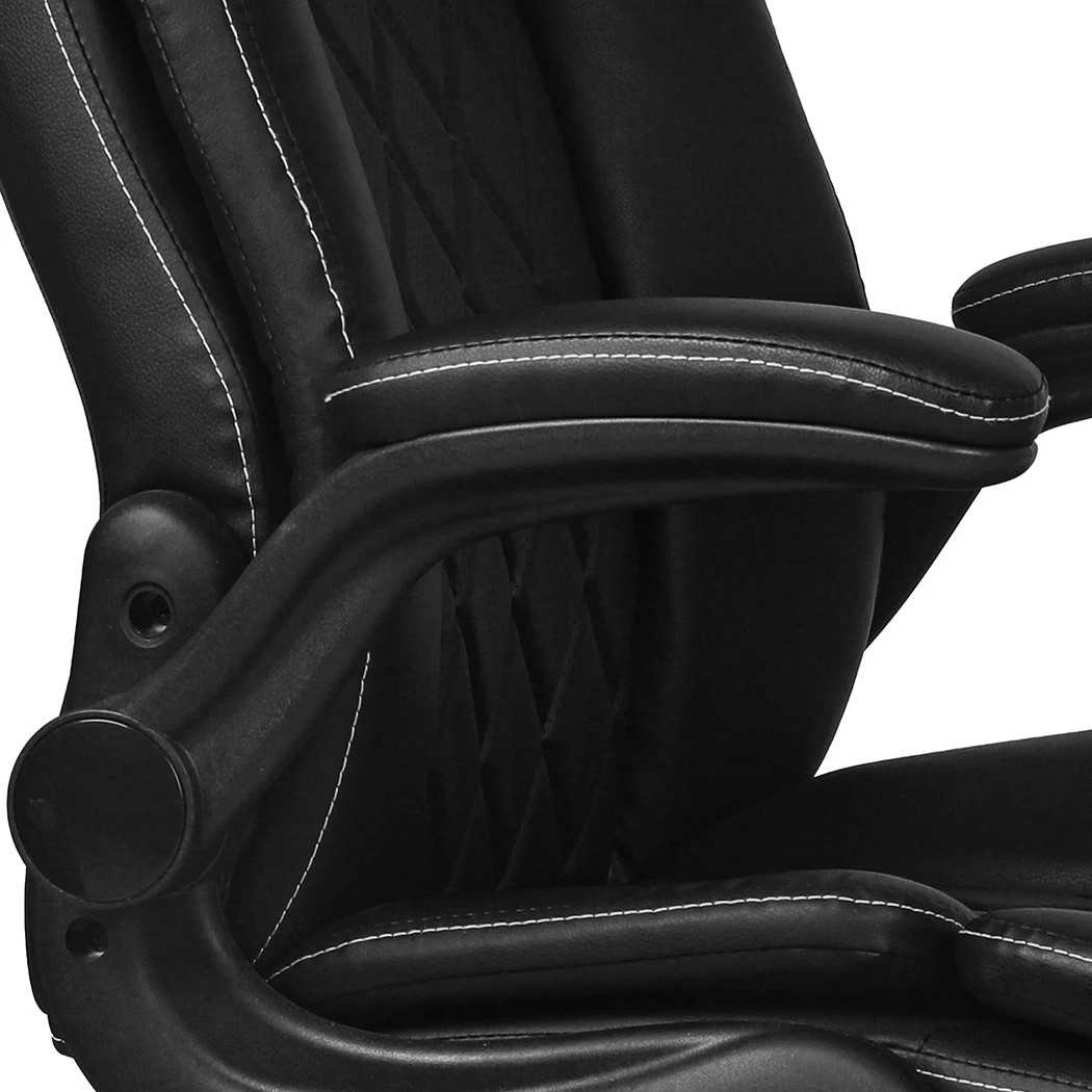 3 Levede Executive Office Chair with Flip-up Armrests,PU Leather,Black, 3 of 7