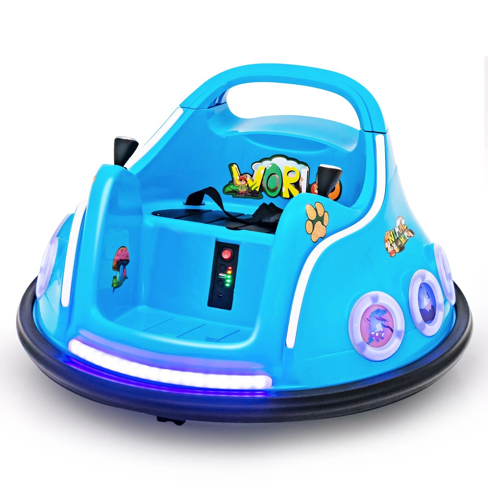 1 Costway Electric Kids Ride On Bumper Car w/Bluetooth - Blue, 1 of 5