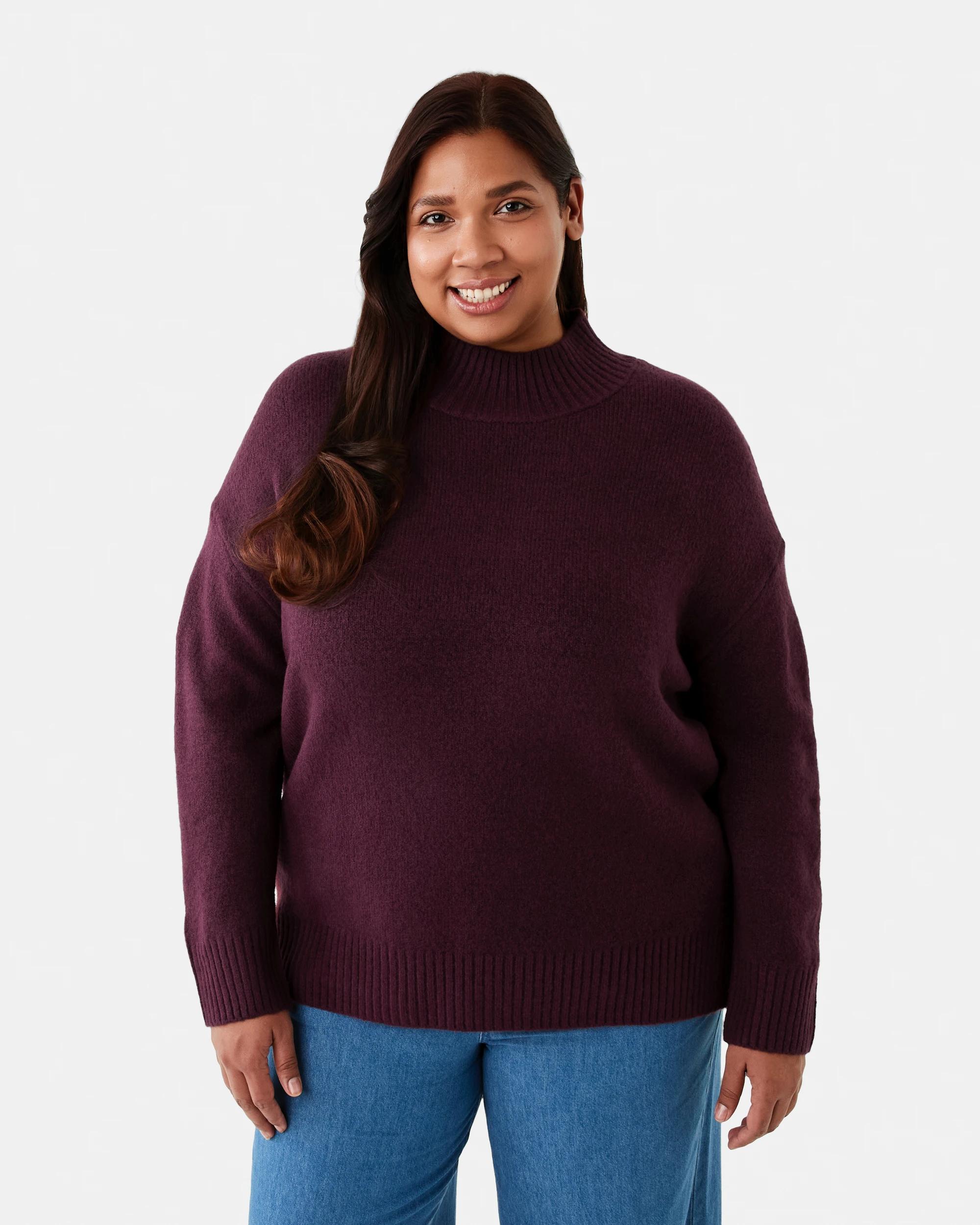 1 Curve Funnel Neck Jumper Prt Royal, 1 of 7