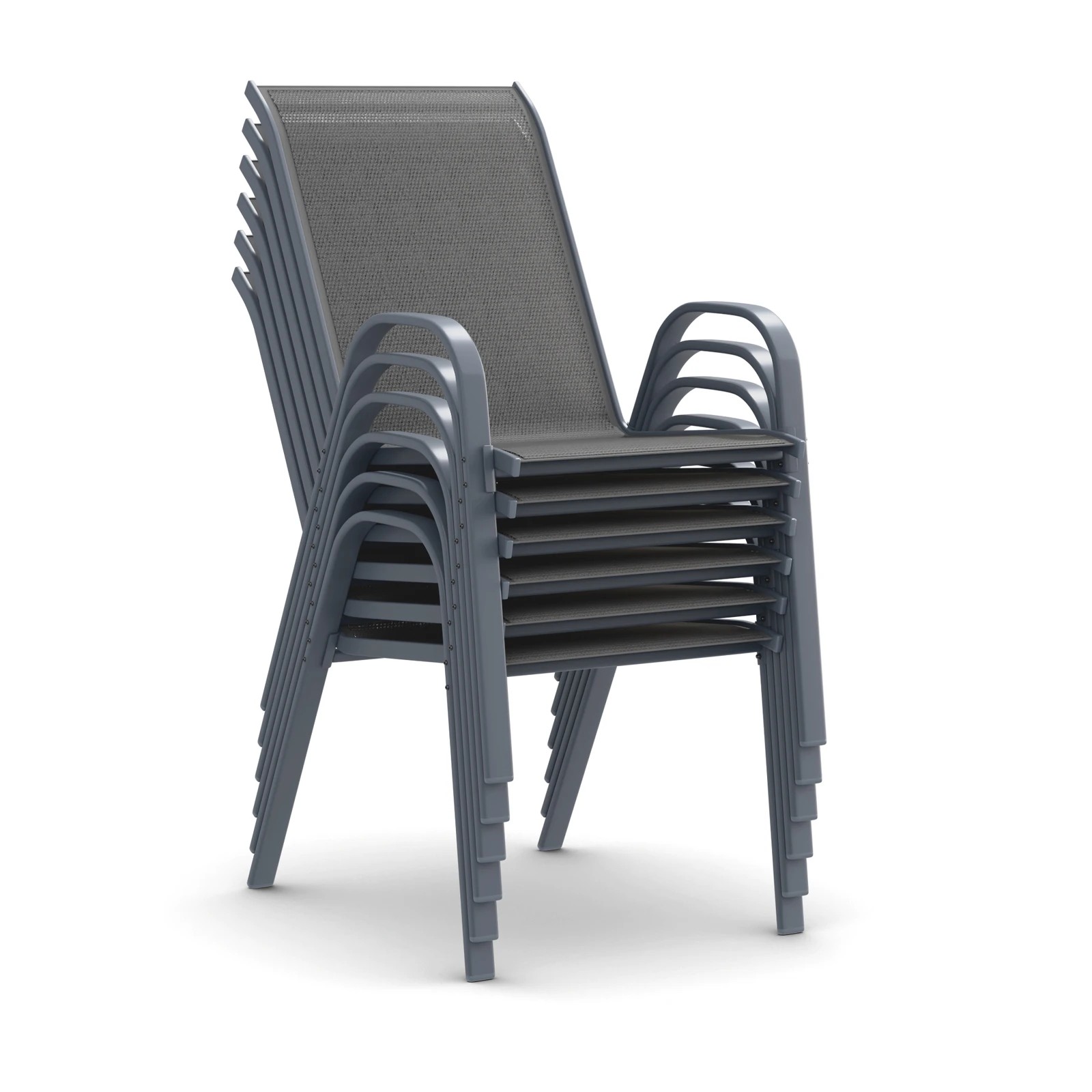 7 Alfordson 6x Outdoor Lounge Chairs Patio Dining Furniture Garden Stackable - Grey, 7 of 10