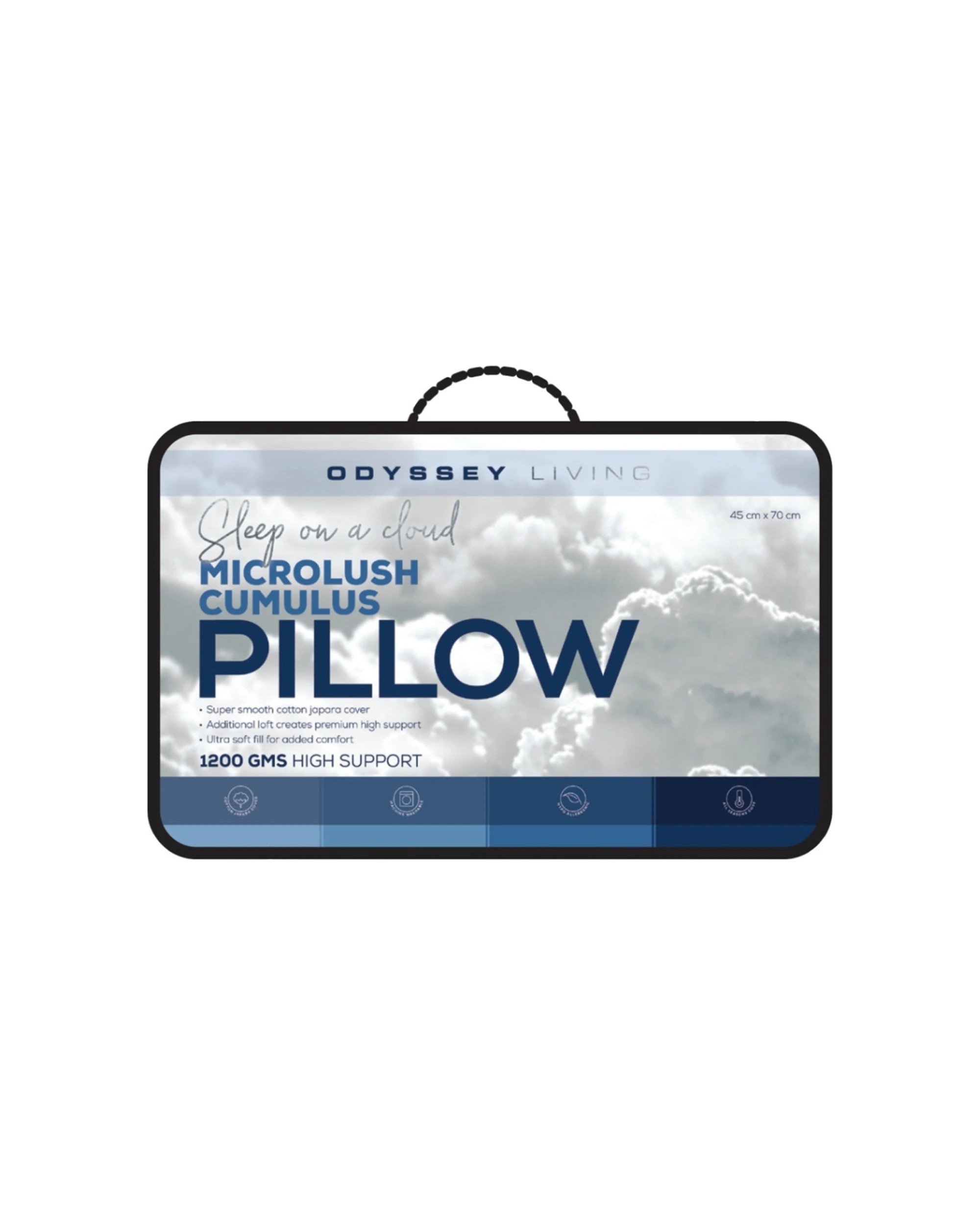 2 Odyssey Living 2PK Microlush Pillow 900gsm Standard High Support - White, 2 of 3