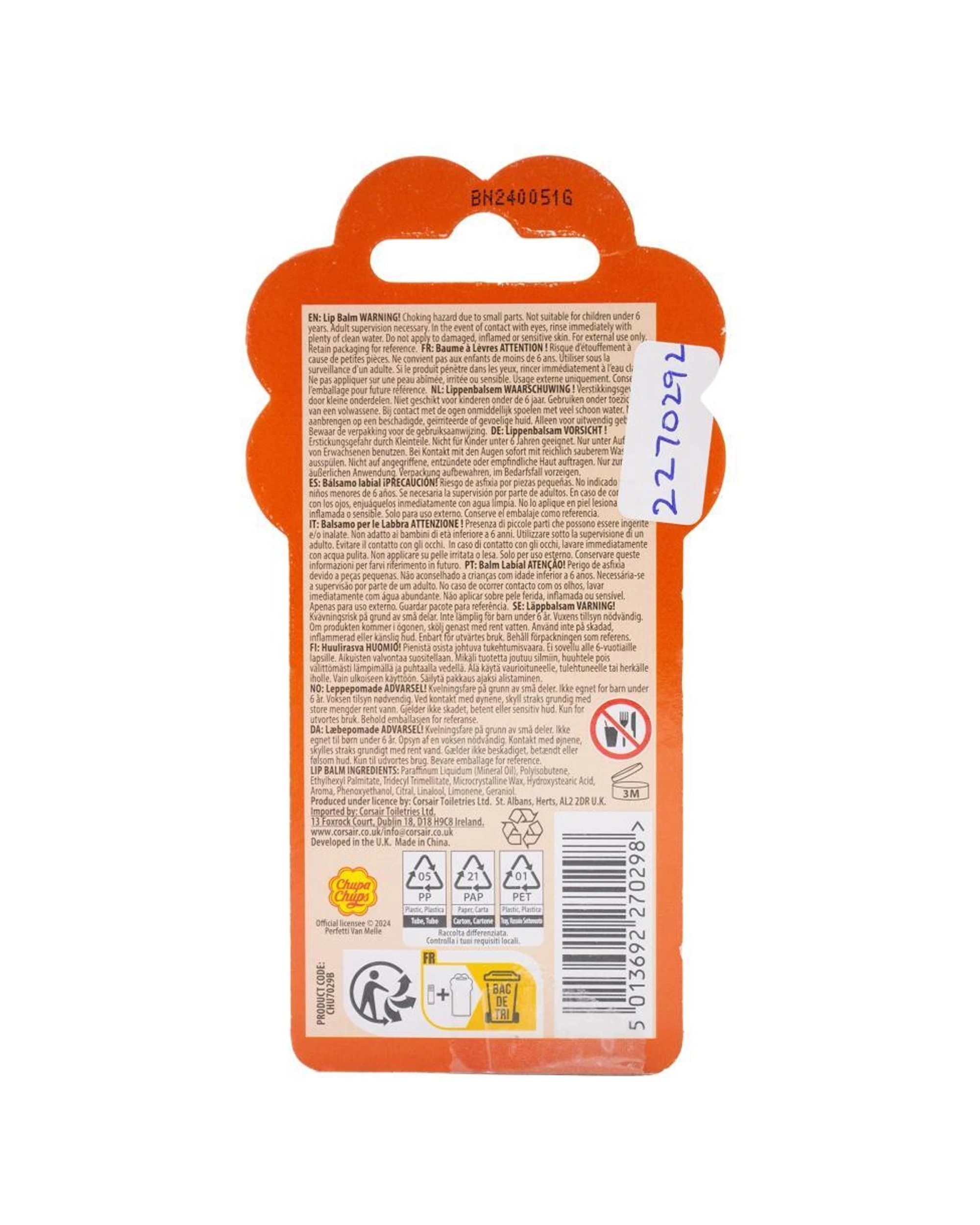 3 Chupa Chups 6PK Moisturising Lip Balm Stick Pop Scent - Orange, 3 of 3