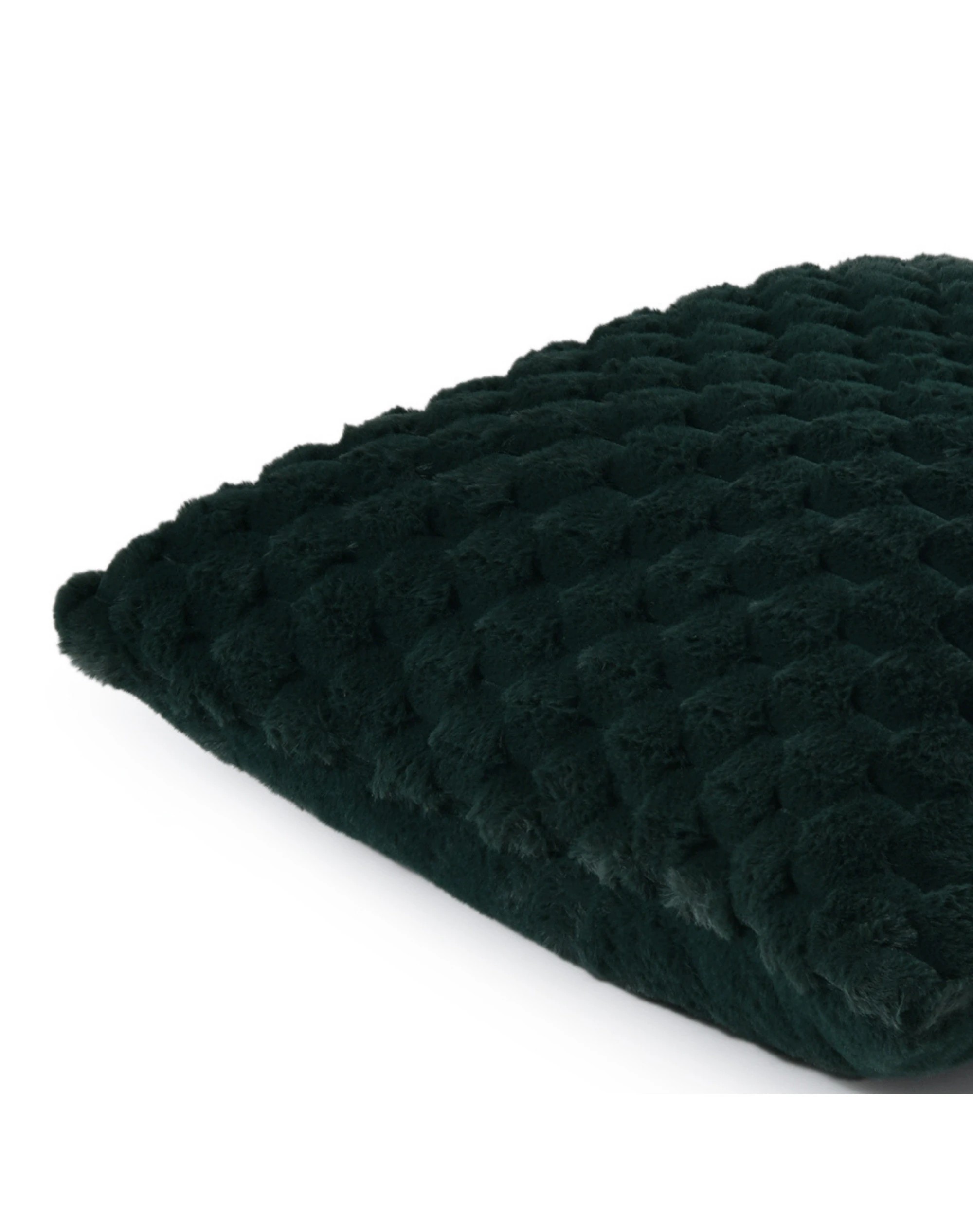 3 Dreamaker Emmett Textured Faux Fur Cushion 50x50cm - Deep Teal, 3 of 6