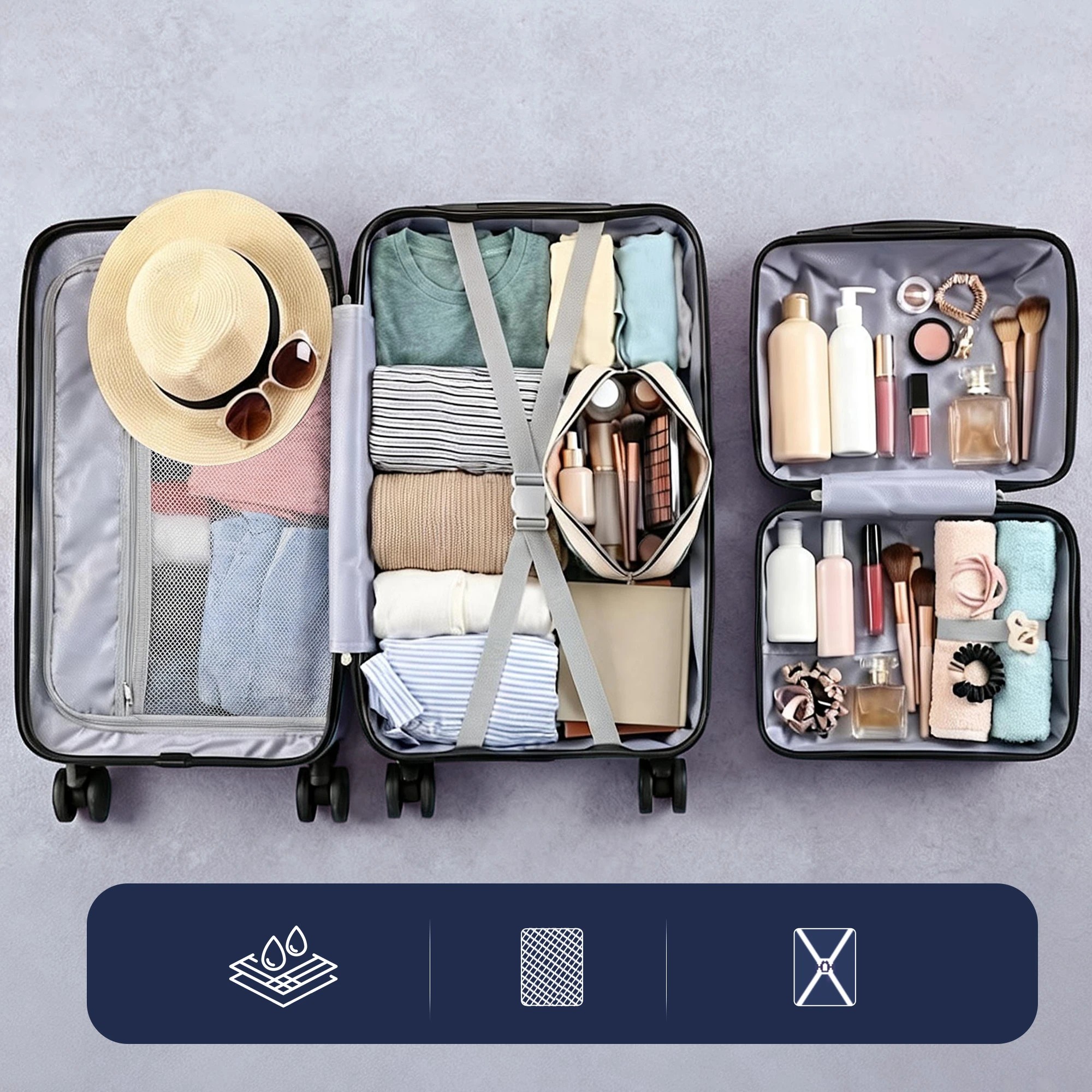 6 Wanderlite 2pcs Trunk Luggage Suitcase Travel Carry On TSA Lock 12" 20" - White, 6 of 8