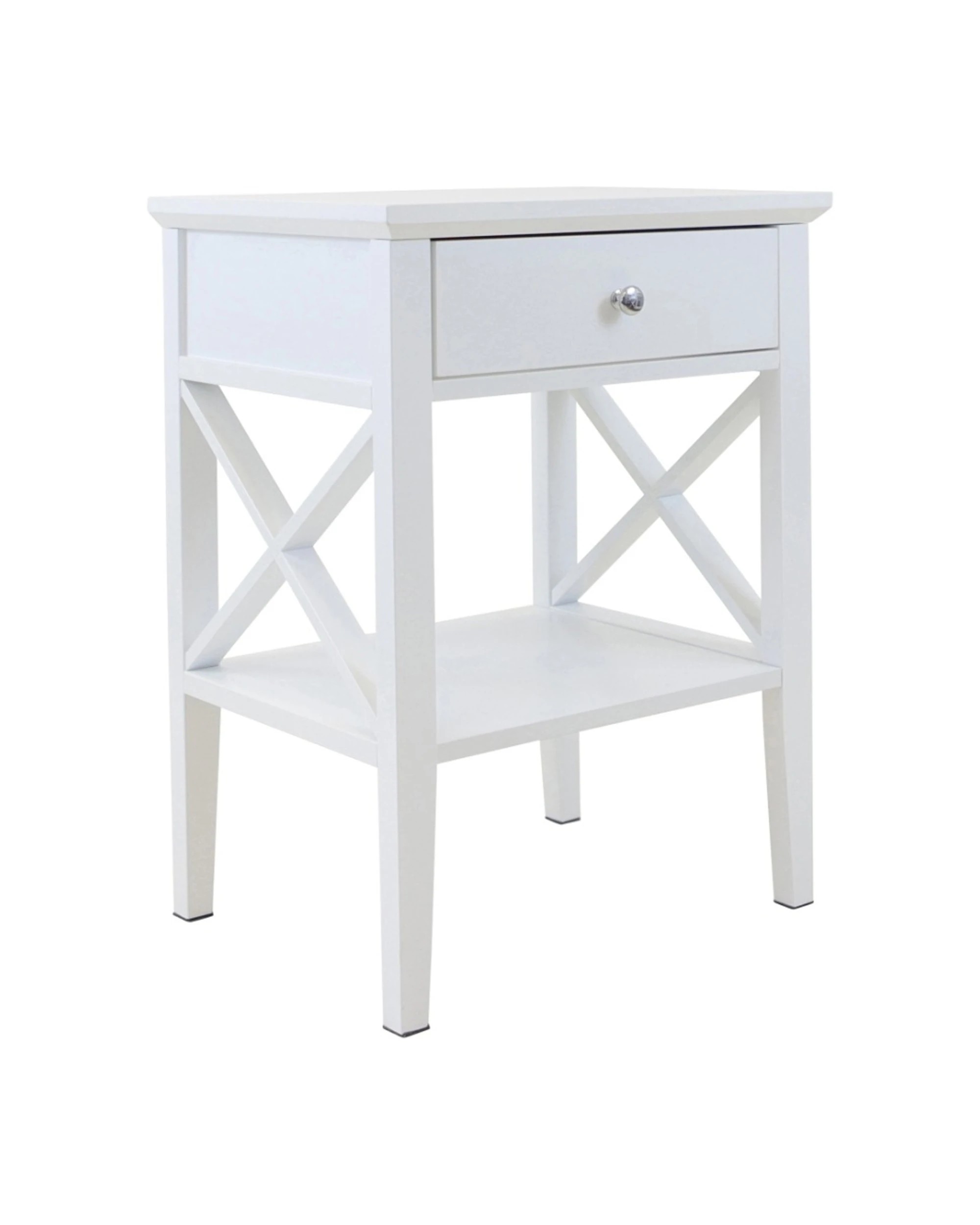 1 Alpine Bay Long Island 1 Drawer Side Table Interior Decor Classic Design 45x35x60.3cm - White, 1 of 7